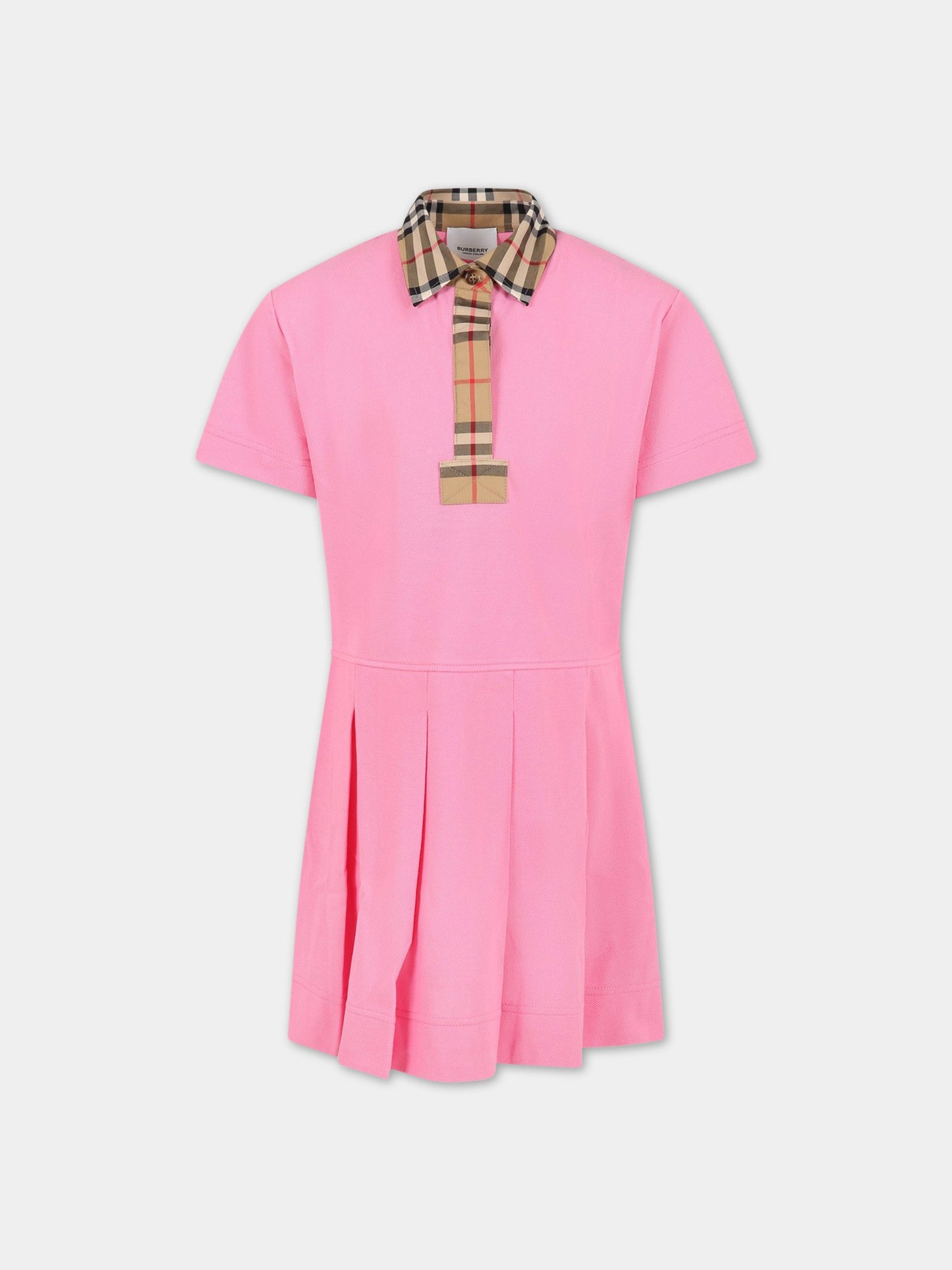 Vestito rosa per bambina con iconico check vintage,Burberry Kids,8065719