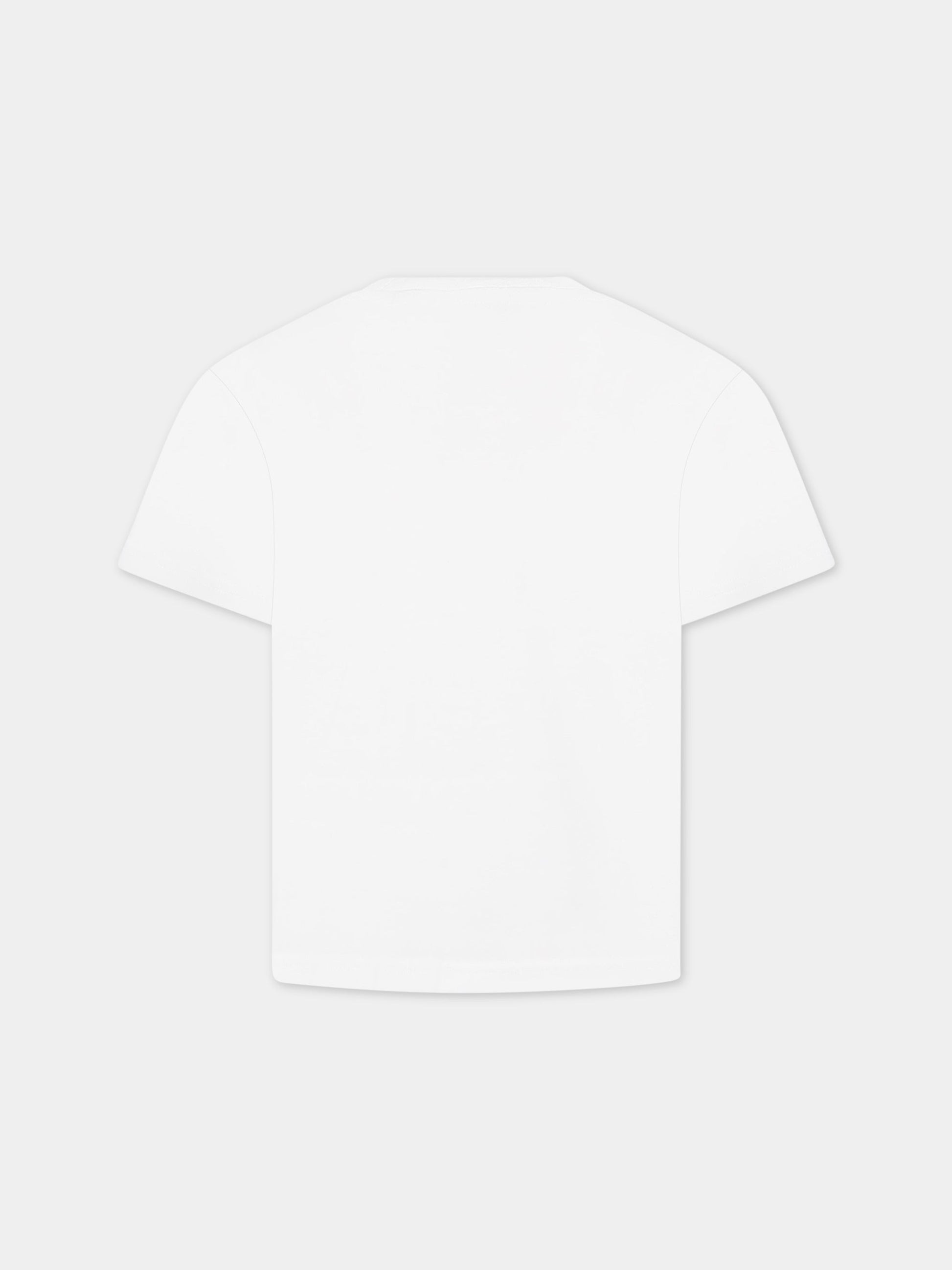 T-shirt bianca per bambino con iconico Thoamas Bear e logo,Burberry Kids,8062151