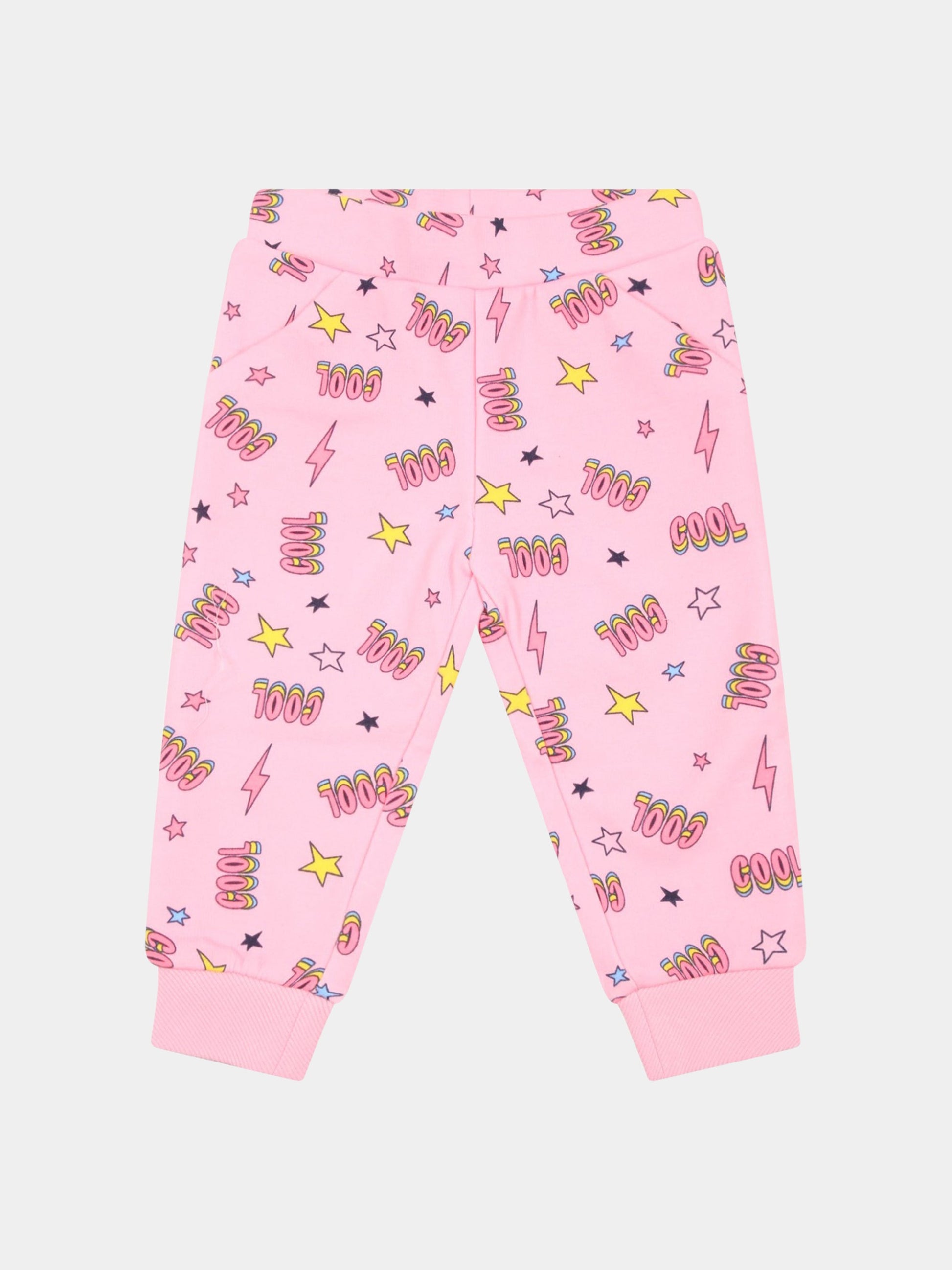 Pantaloni da tuta rosa per neonata con saette e stelle,Billieblush,U04239 465