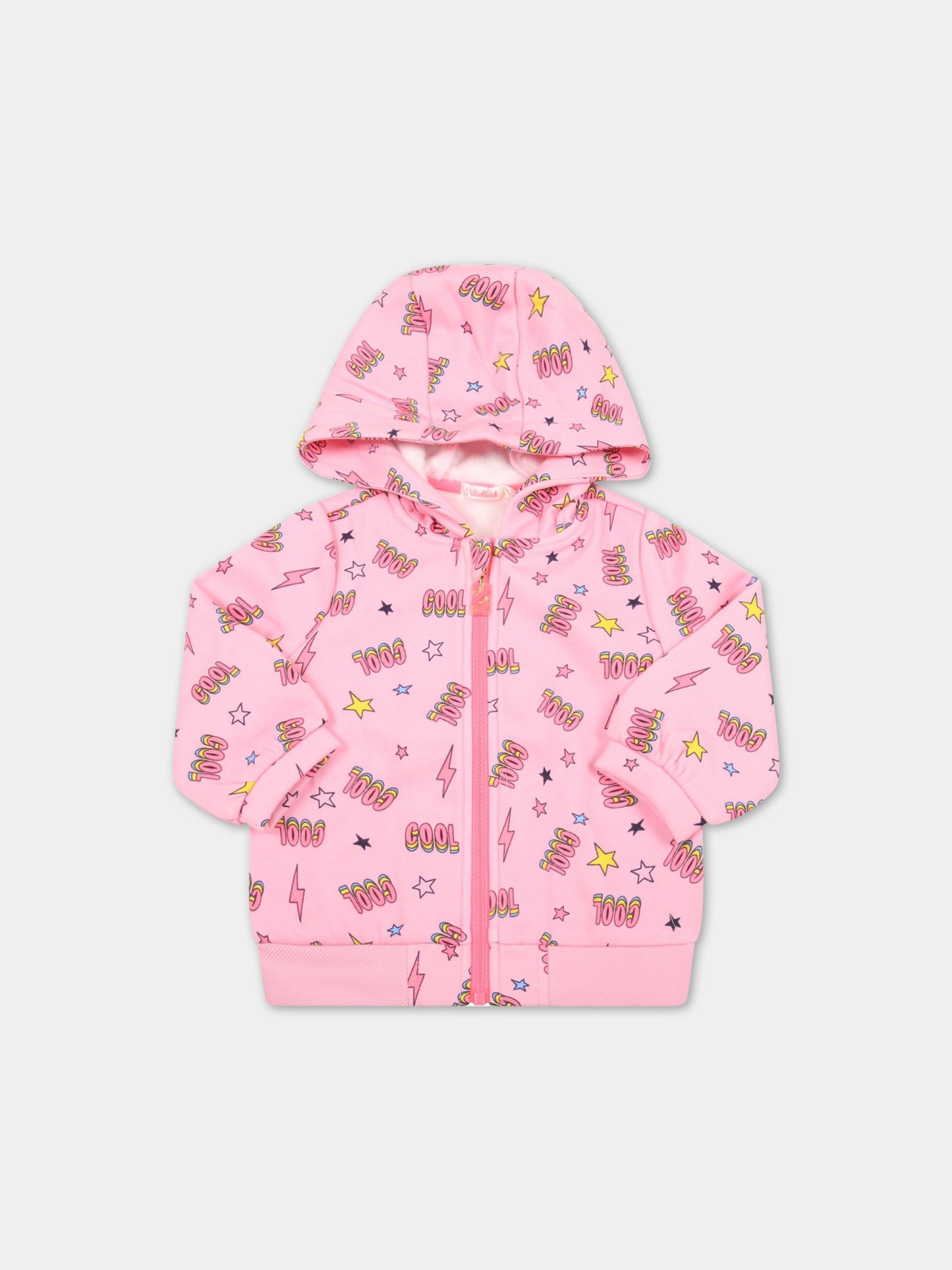 Felpa rosa per neonata con saette e stelle,Billieblush,U05359 465