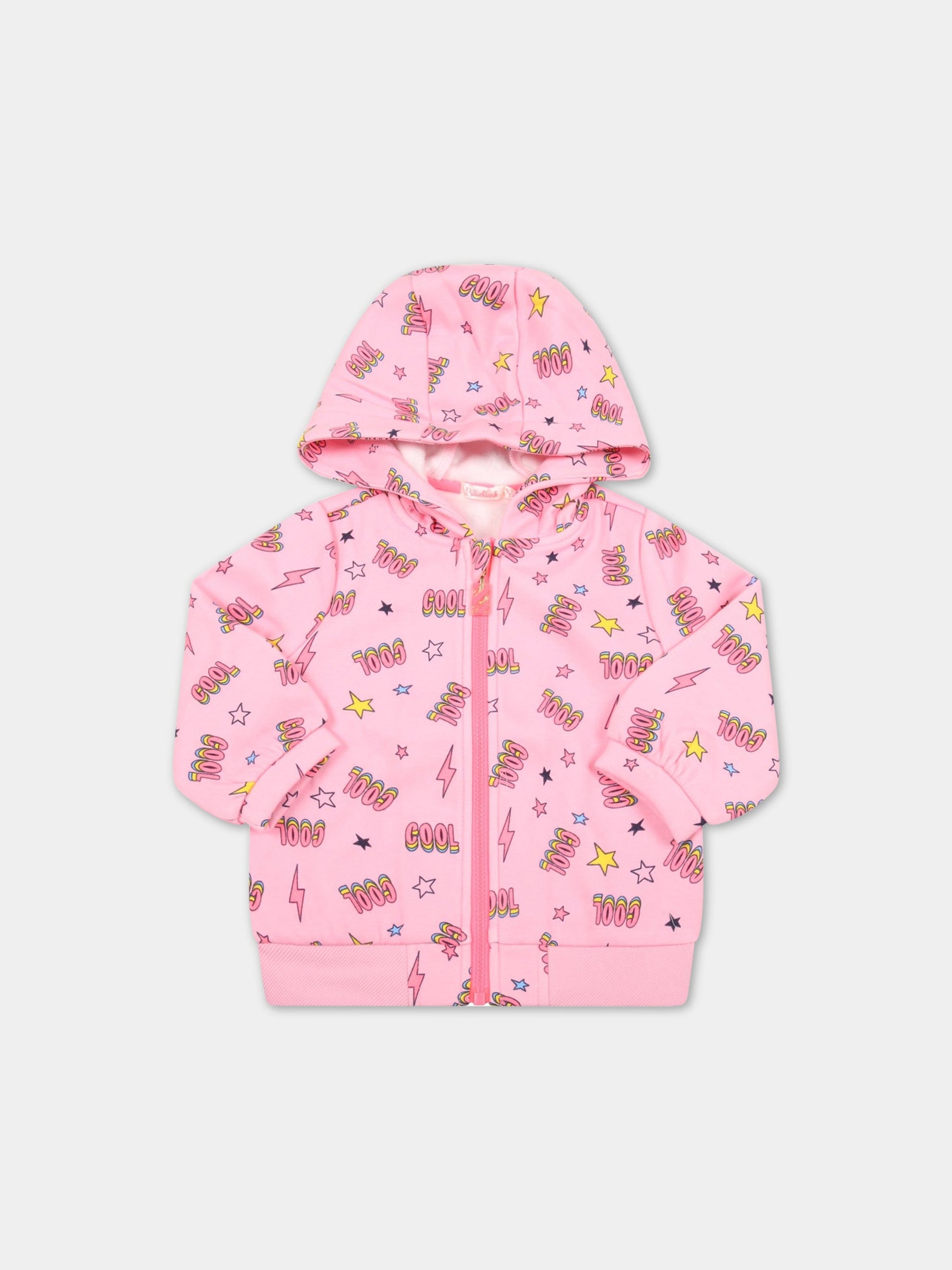 Felpa rosa per neonata con saette e stelle,Billieblush,U05359 465