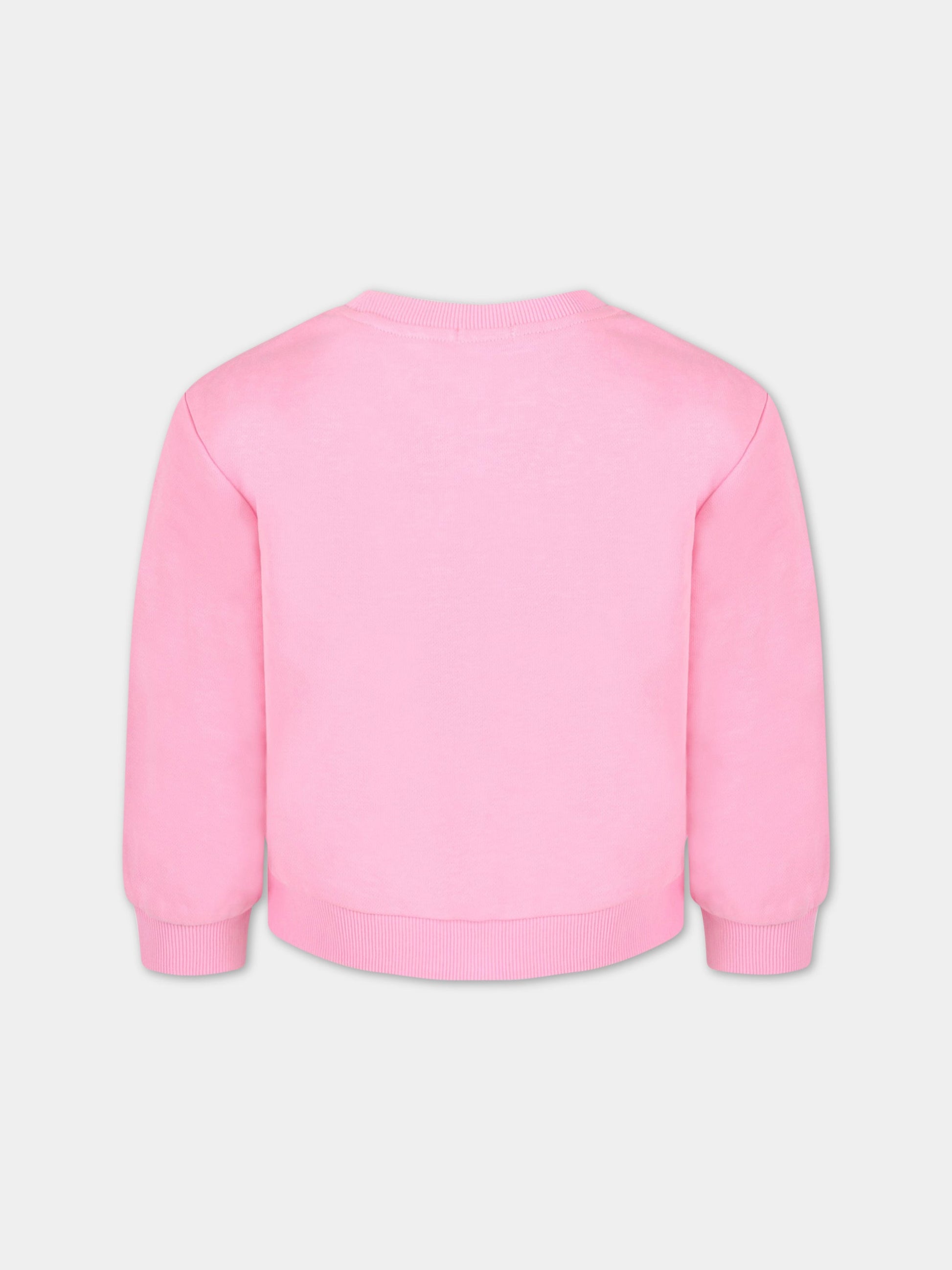 Felpa rosa per bambina con logo e strass,Billieblush,U15911 465