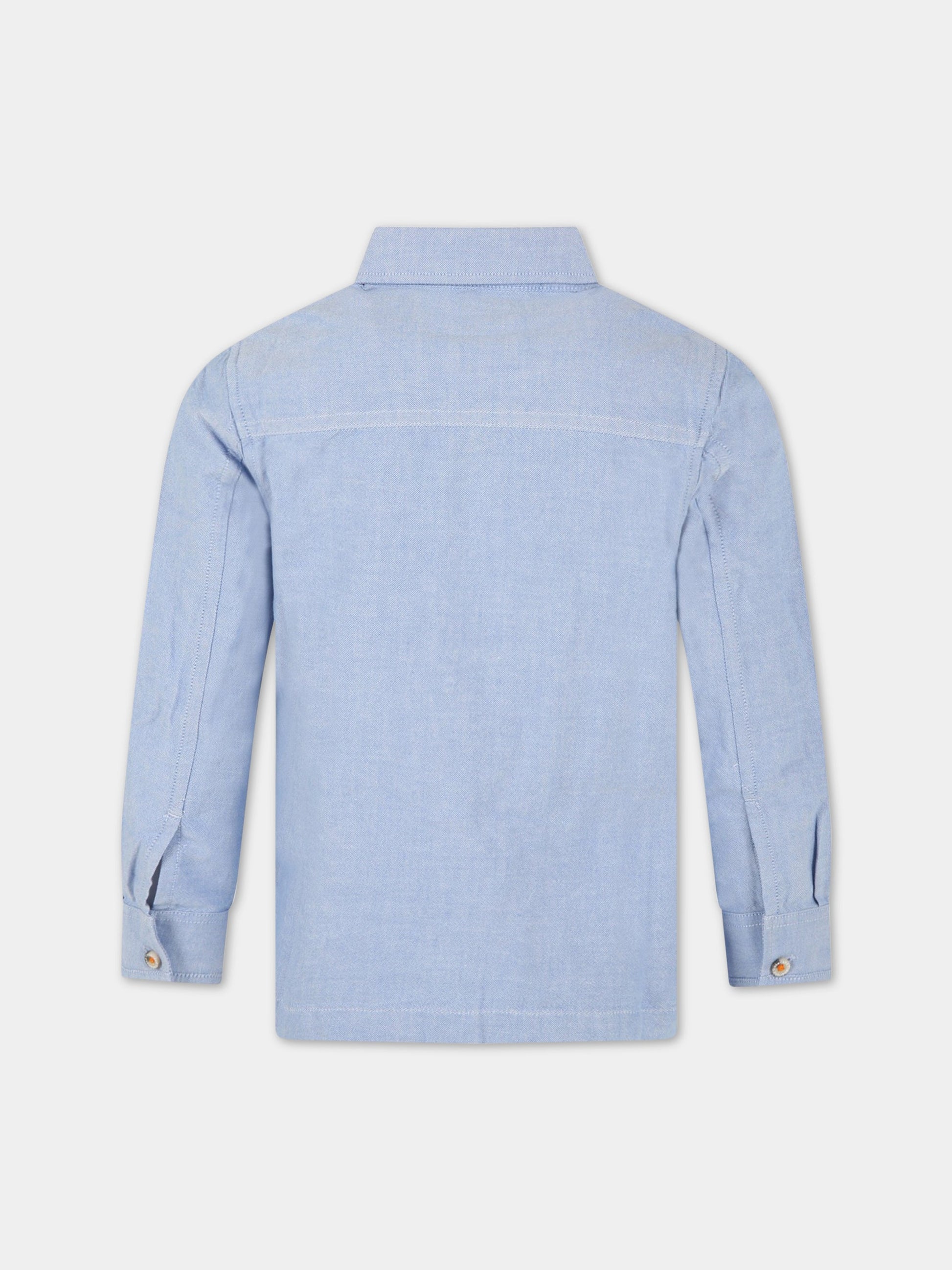 Camicia celeste per bambino con logo,Timberland,T25S49 77N