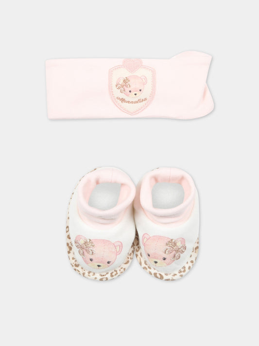 Set rosa per neonata con logo,Monnalisa,350019 0002 0192