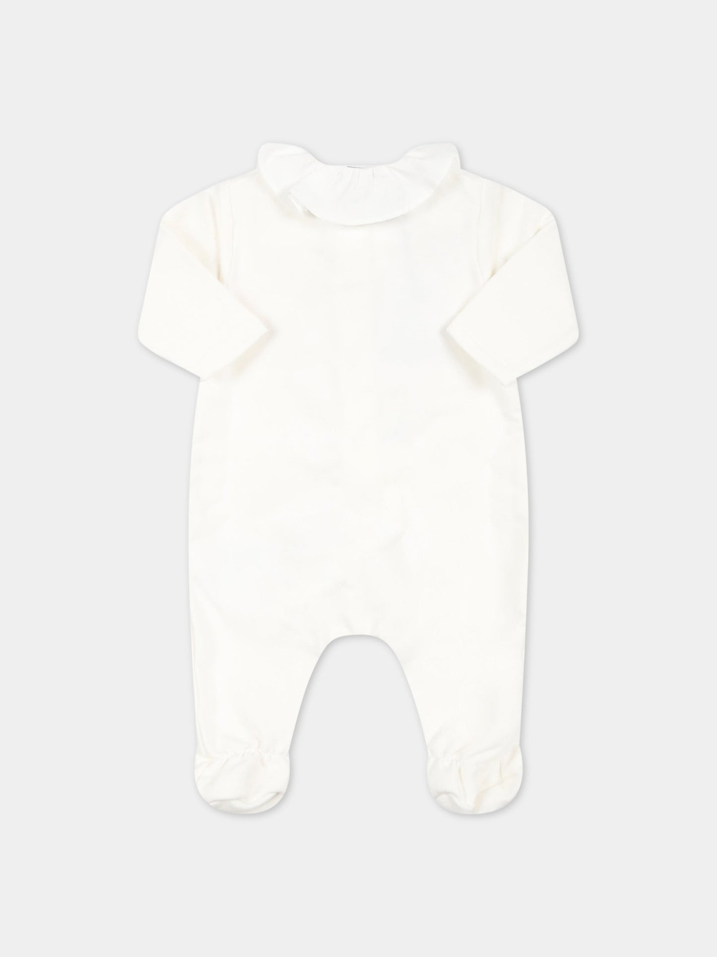 Tutina avorio per neonata con logo dorato ricamato,Moschino Kids,MDY00U LDA18 10063