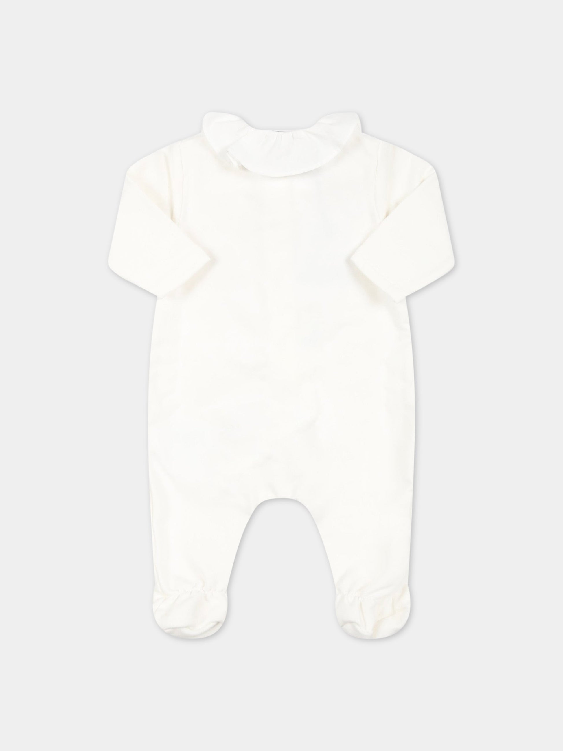 Tutina avorio per neonata con logo dorato ricamato,Moschino Kids,MDY00U LDA18 10063