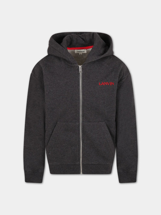 Felpa grigia pe bambino con logo,Lanvin Petite,N25094 A85