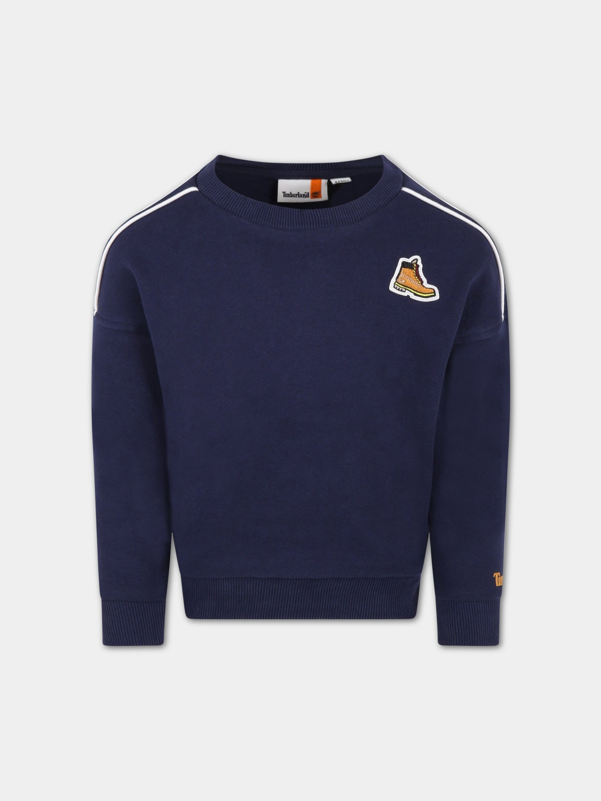 Felpa blu per bambino con iconica scarpa,Timberland,T25T60 85T