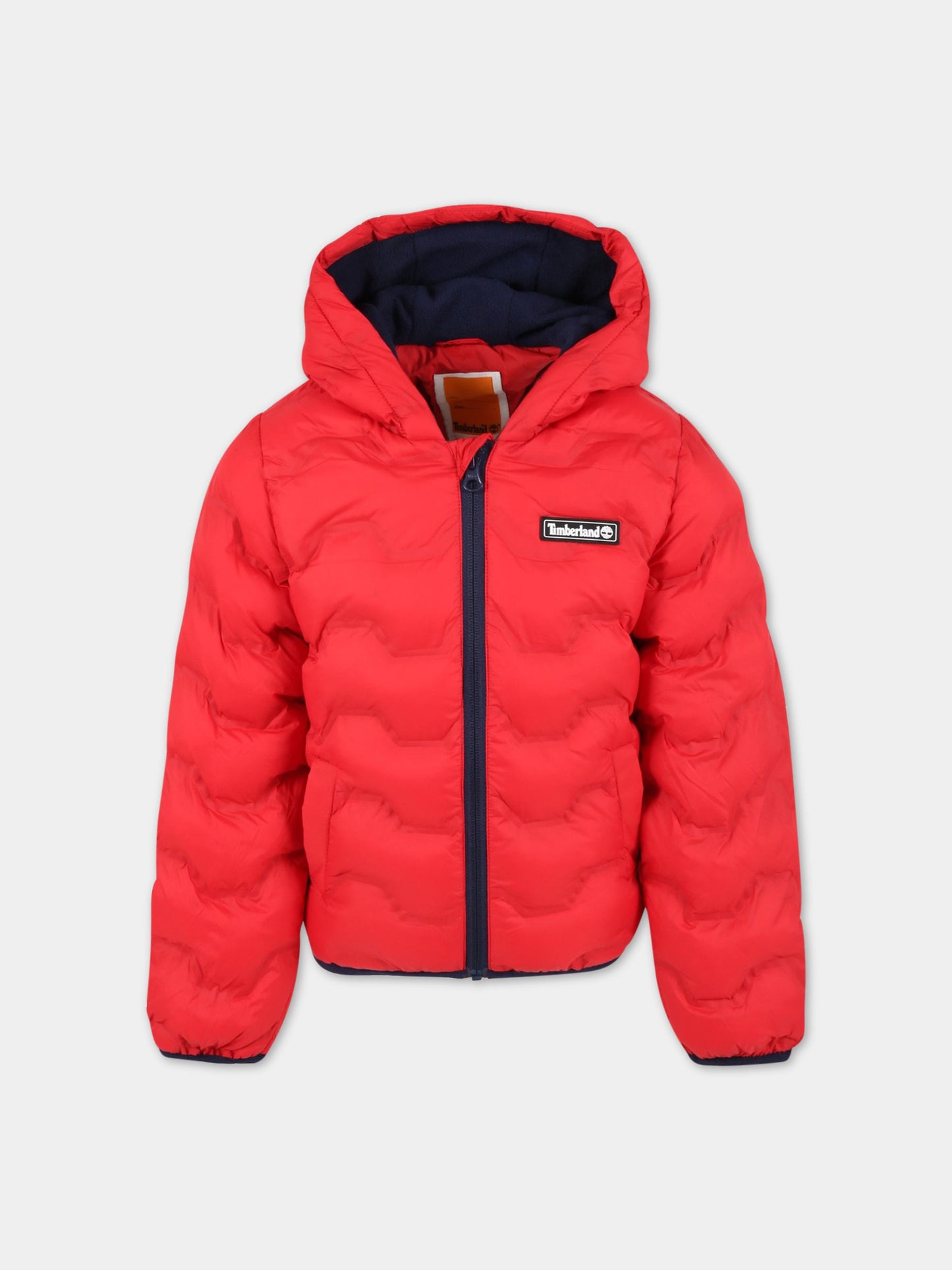 Piumino rosso per bambino con logo,Timberland,T26572 988