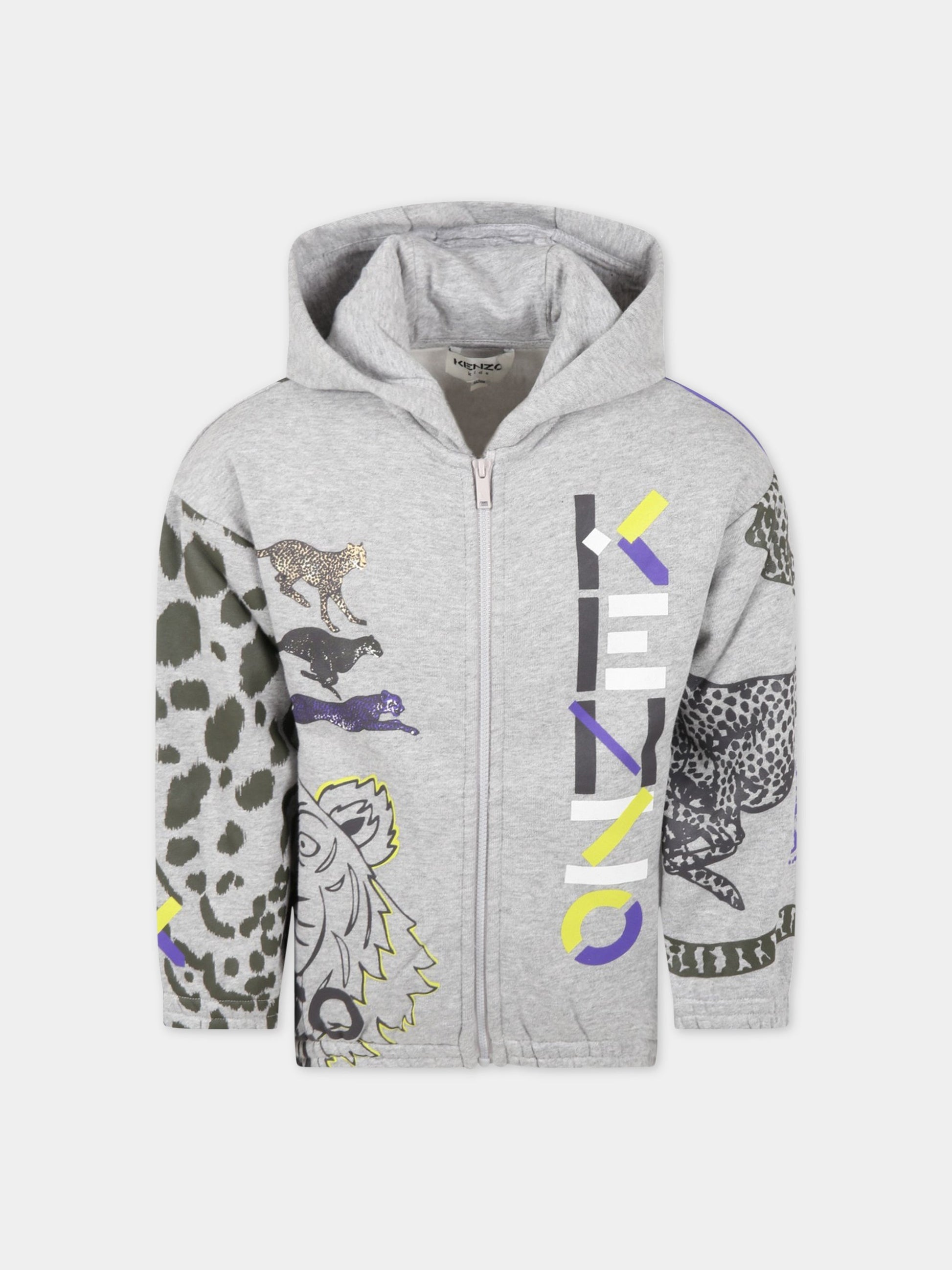 Felpa grigia per bambino con logo,Kenzo Kids,K25713 A41