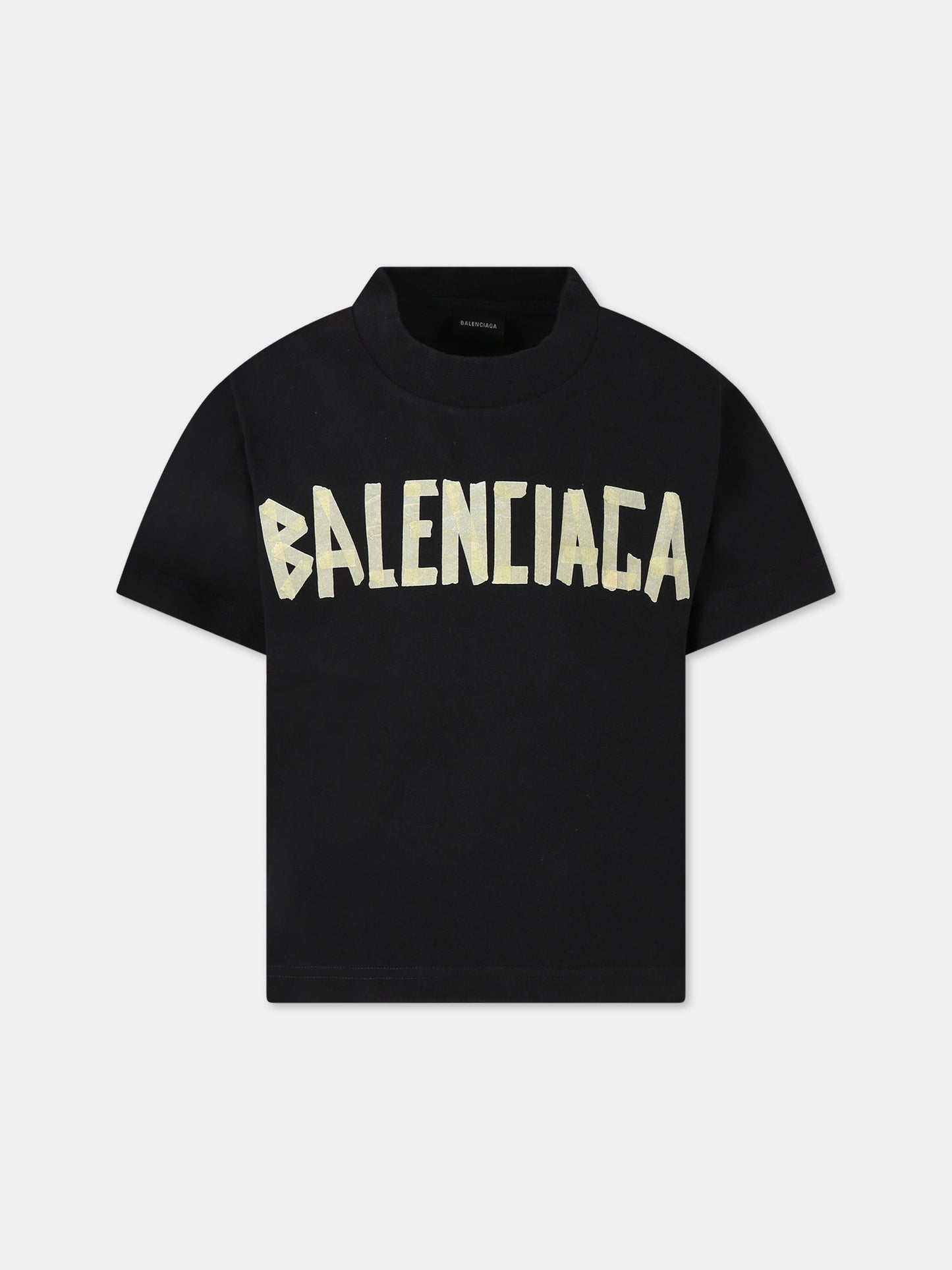 T-shirt nera per bambini con logo,Balenciaga,681864 TOVB2 1055