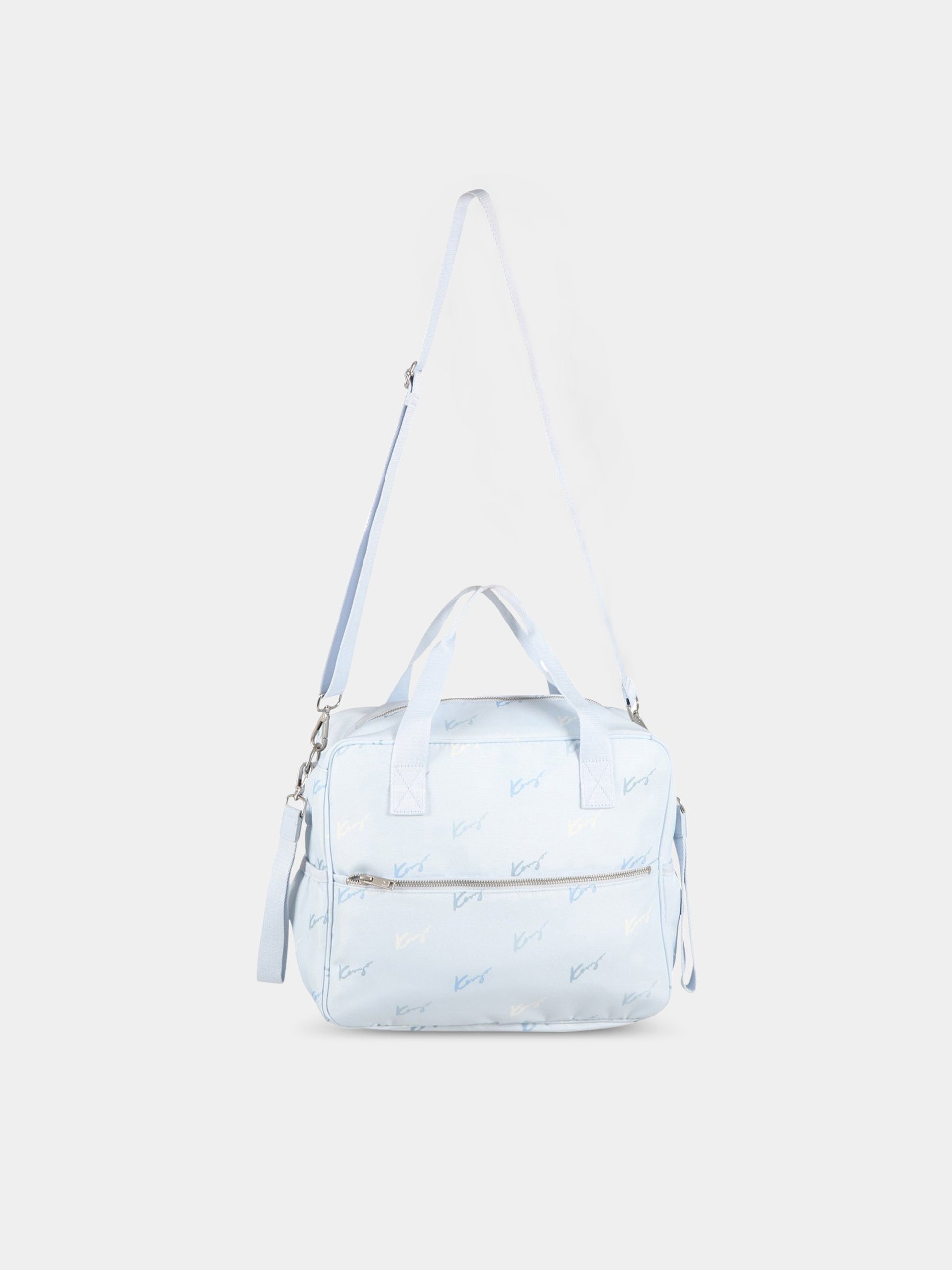 Borsa mamma celeste per neonato con loghi,Kenzo Kids,K90083 79B