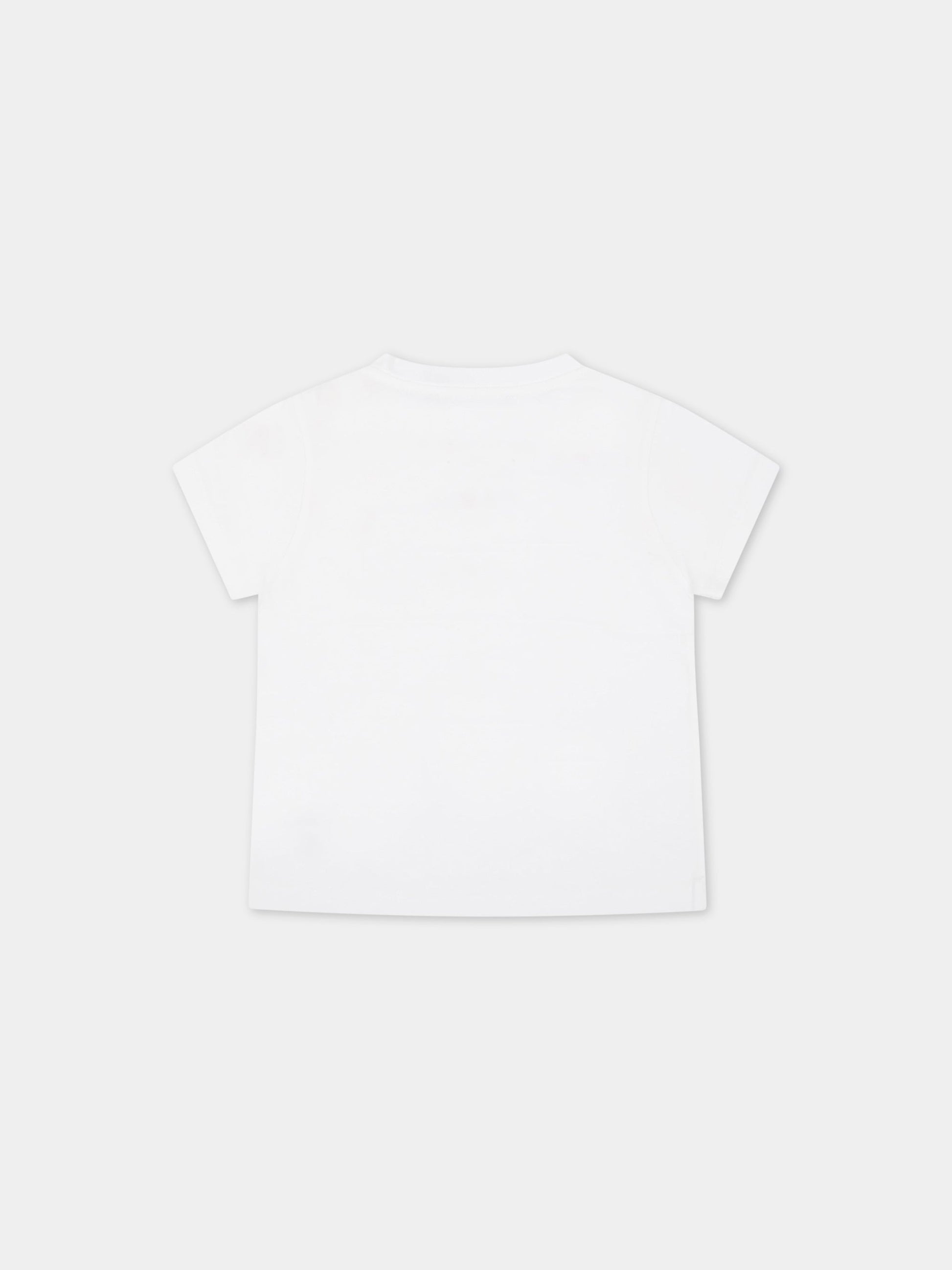 T-shirt bianca per bambini con logo dorato,Balmain Kids,6R8031 Z0057 100OR