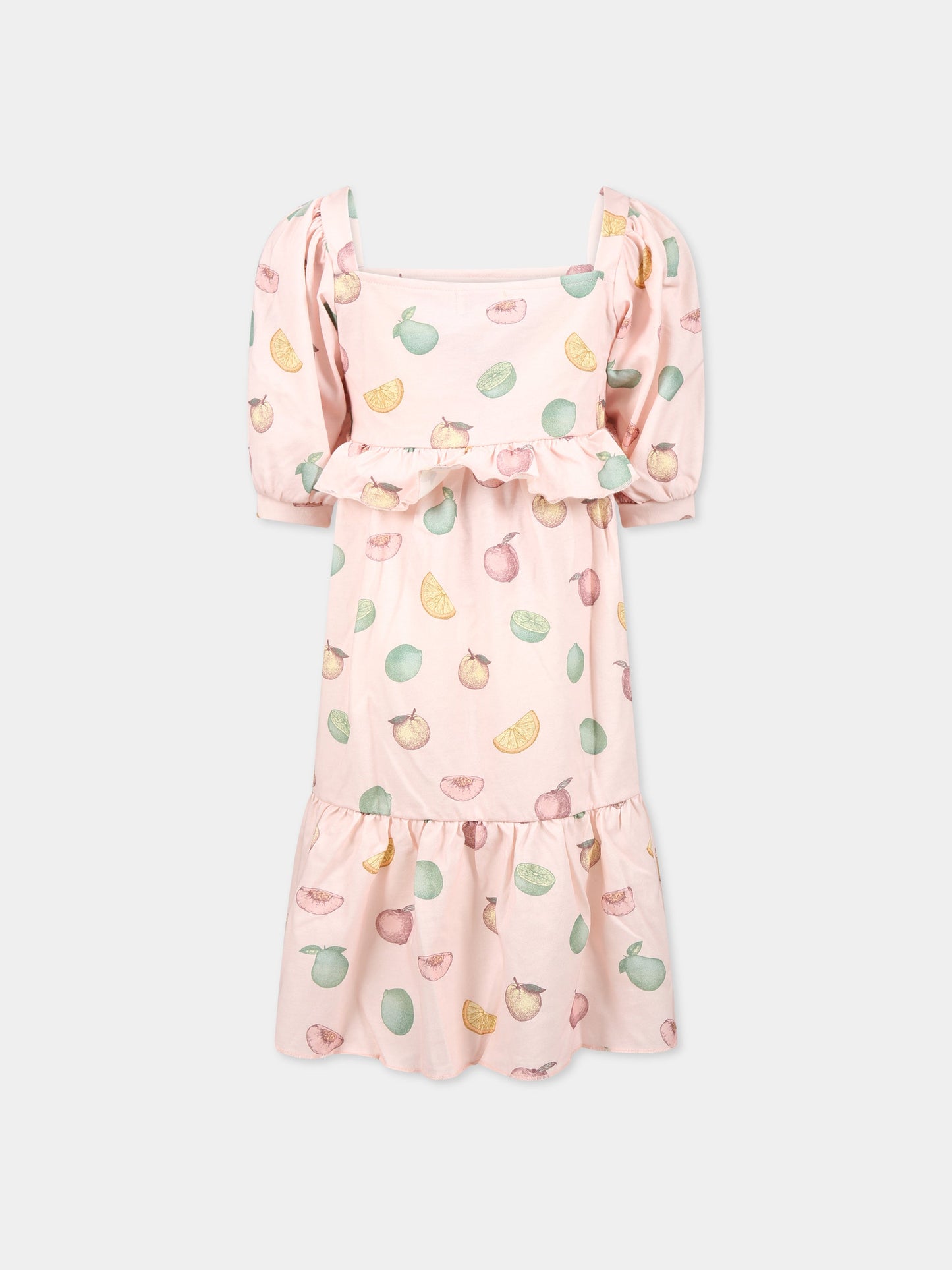 Vestito rosa per bambina con stampa frutta,Coco Au Lait,14COCO1033