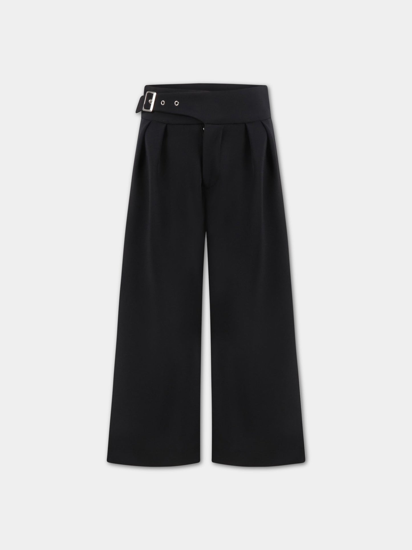 Pantaloni neri culotte per bambina con patch logato,Dondup Kids,DFPA166 KD005 N003