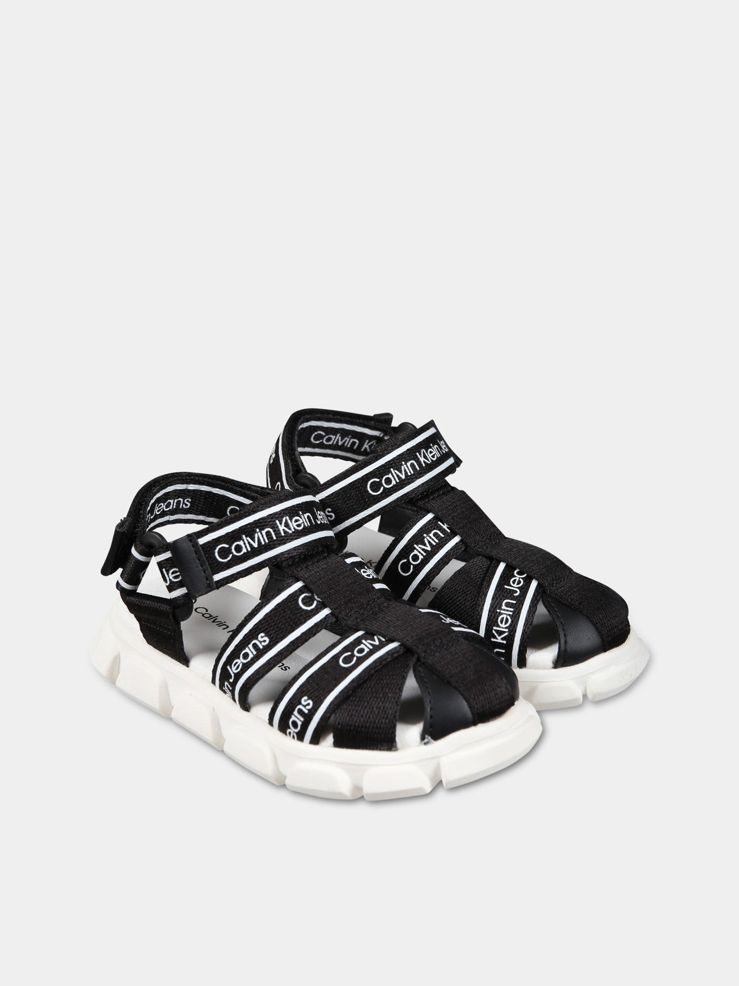 Sandali neri per bambino con logo,Calvin Klein Kids,V1B2 80608 0034999