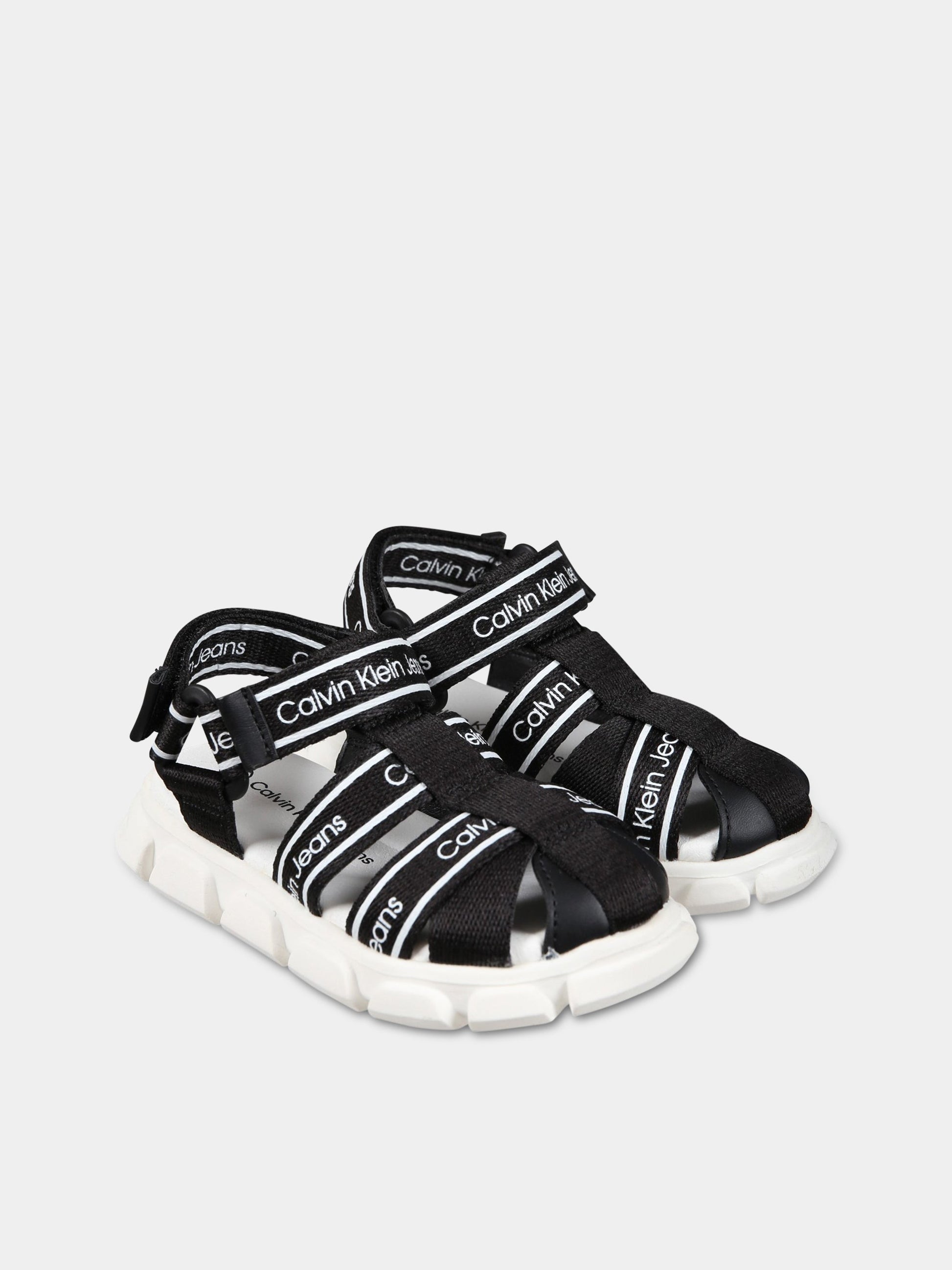 Sandali neri per bambino con logo,Calvin Klein Kids,V1B2 80608 0034999