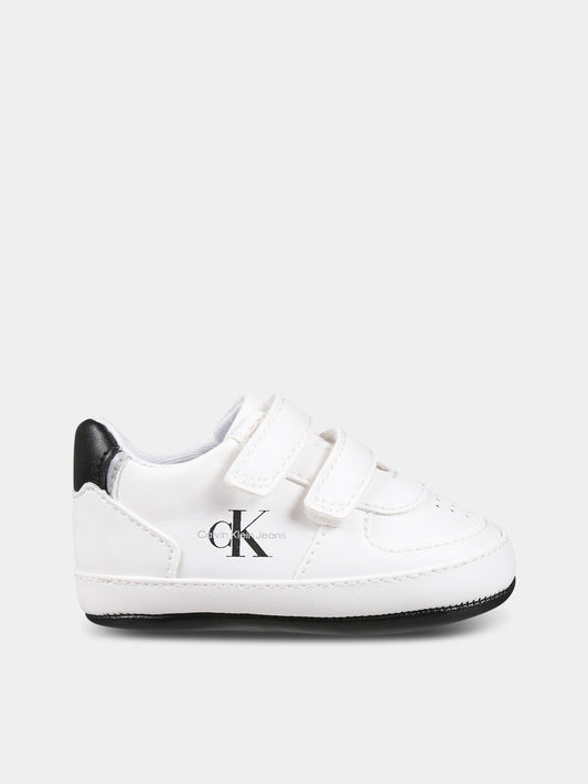 Sneakers bianche per neonati con logo,Calvin Klein Kids,V0B4 80540 1582X002