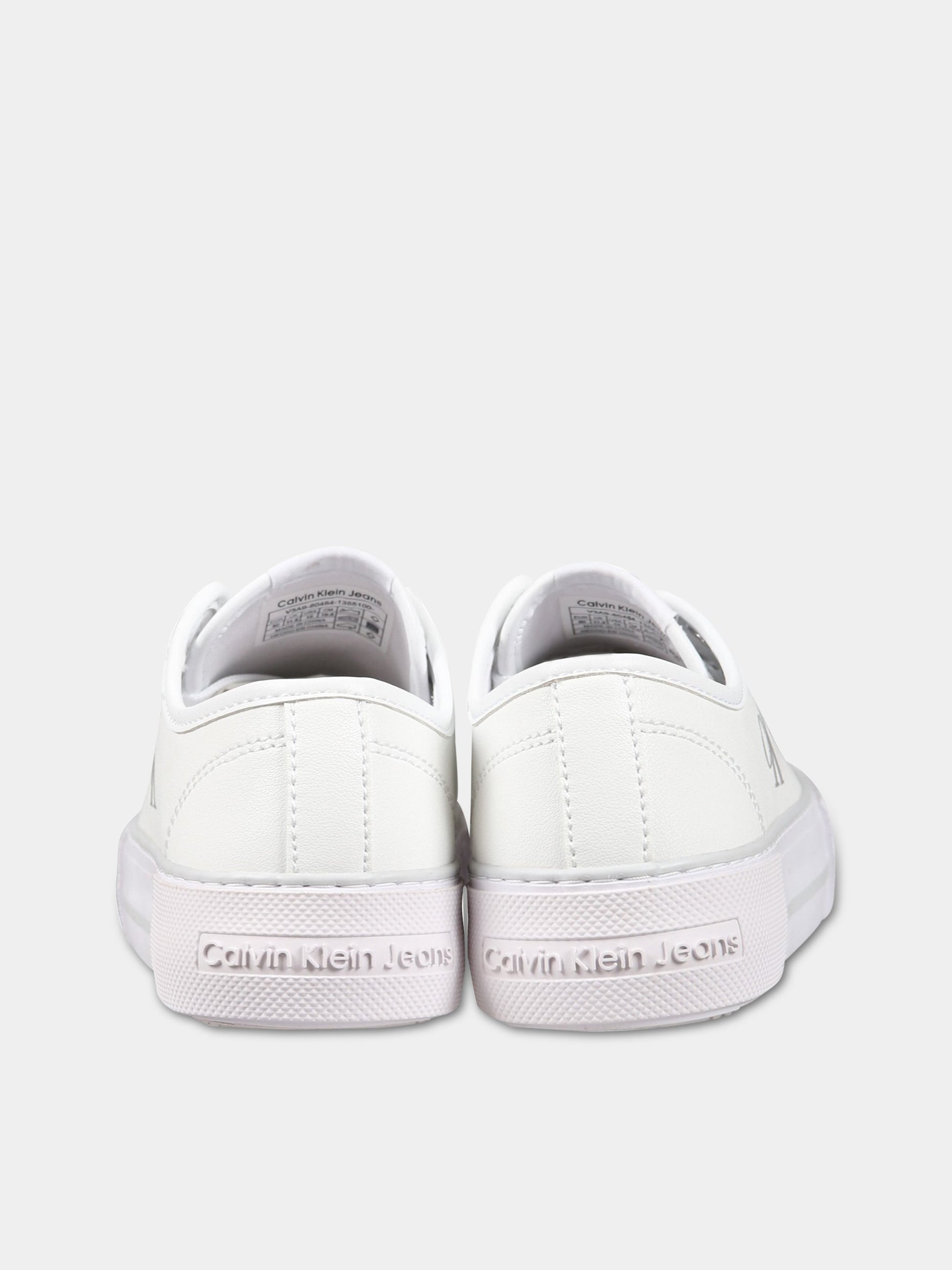 Sneakers bianche per bambina con logo,Calvin Klein Kids,V3A9 80484 1355100