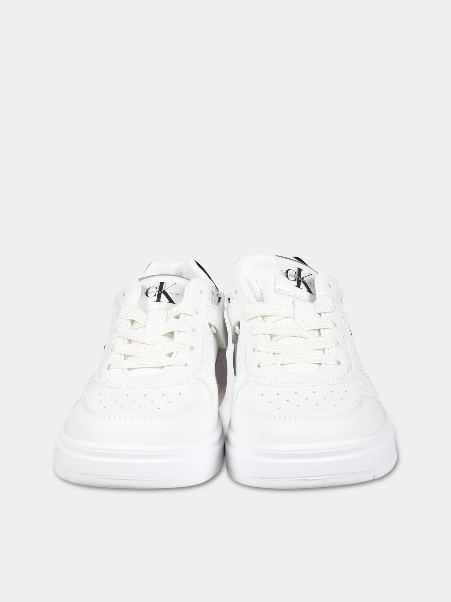Sneakers bianche per bambini con logo,Calvin Klein Kids,V3X9 80553 1355100