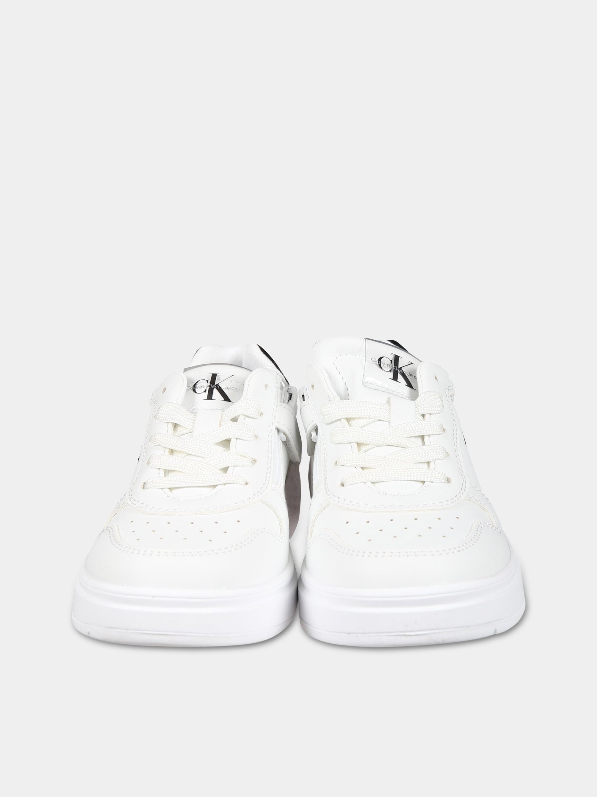 Sneakers bianche per bambini con logo,Calvin Klein Kids,V3X9 80553 1355100