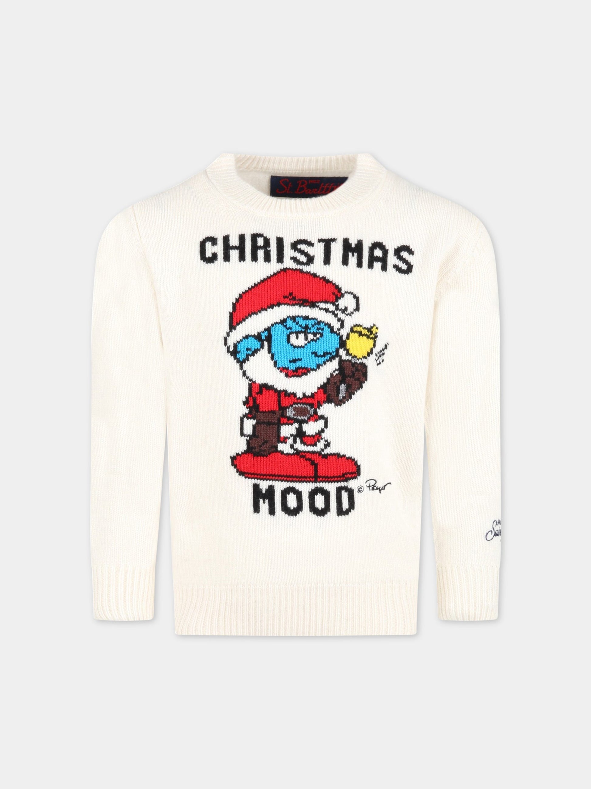 Maglione avorio per bambino con Brontolone e scritta nera,Mc2 Saint Barth,DOU0001 SRMO10