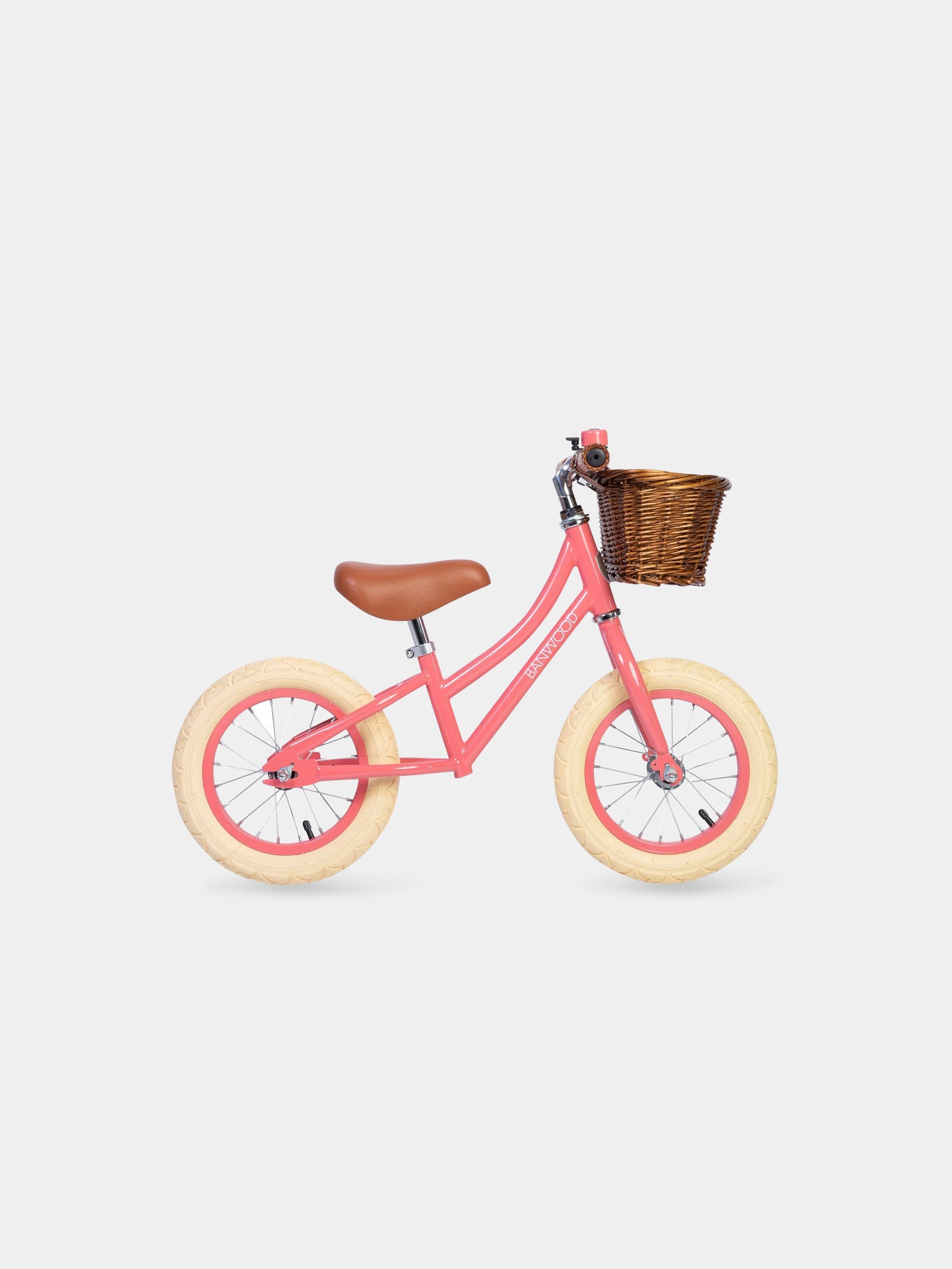 Bicicletta rosa per bambina con cesto in vimini,Banwood,BW F1G CORAL