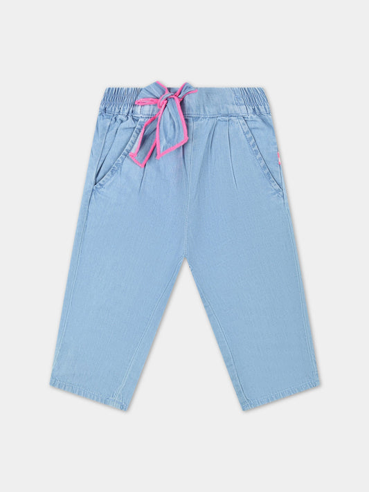 Jeans celesti per neonata con patch logato,Billieblush,U04256 Z10