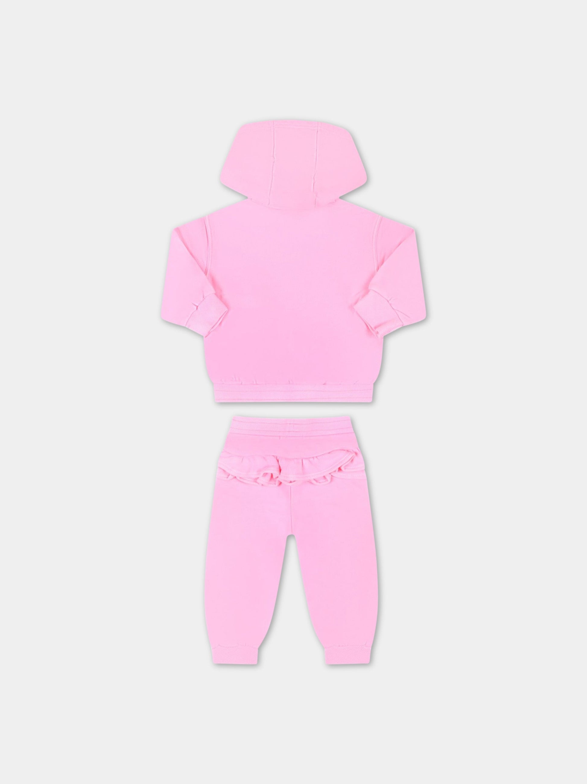 Completo rosa sportivo per neonata con sole e logo,Billieblush,U08094 47T