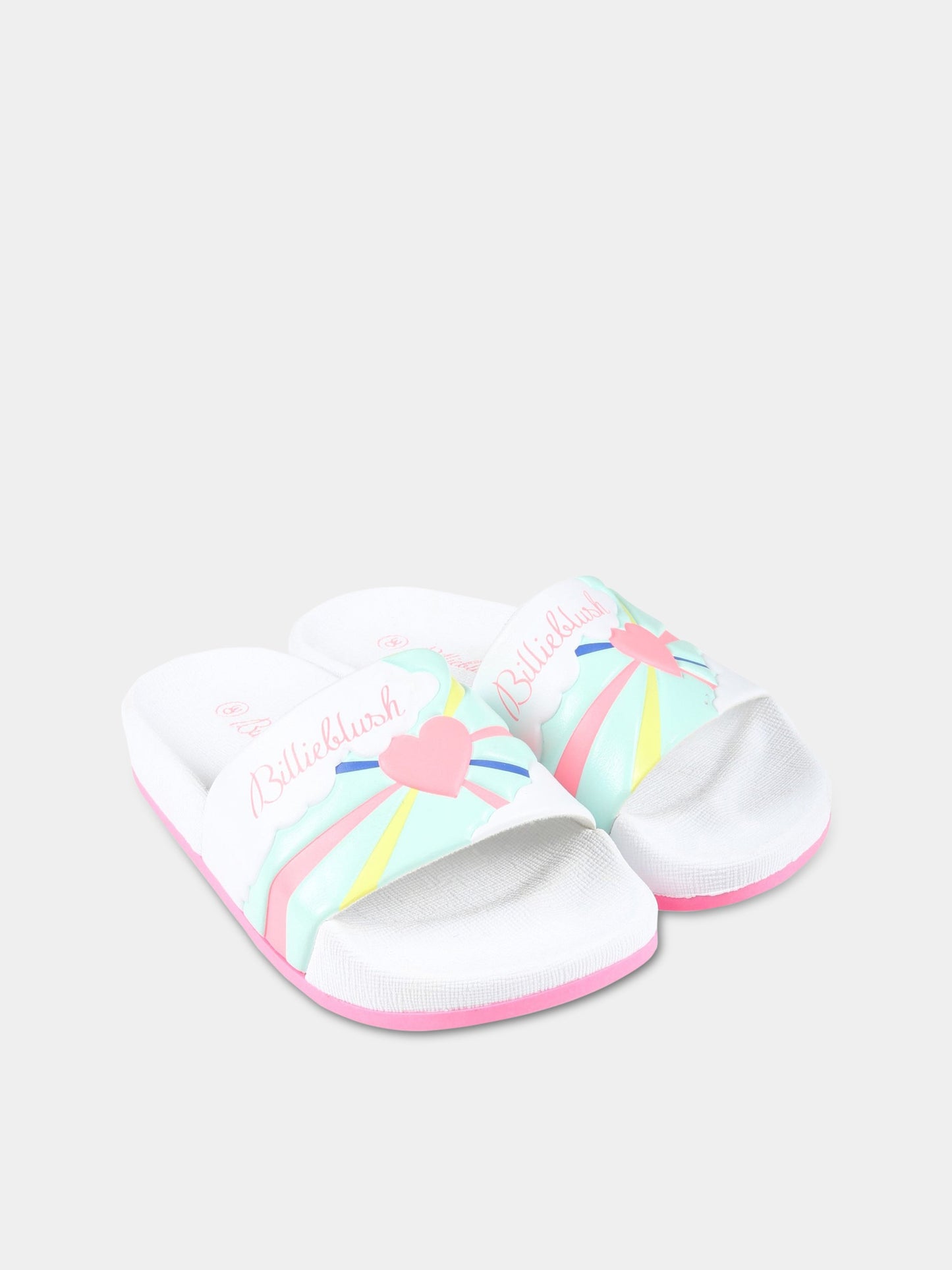 Sandali bianchi per bambina con logo e cuore,Billieblush,U19291 768