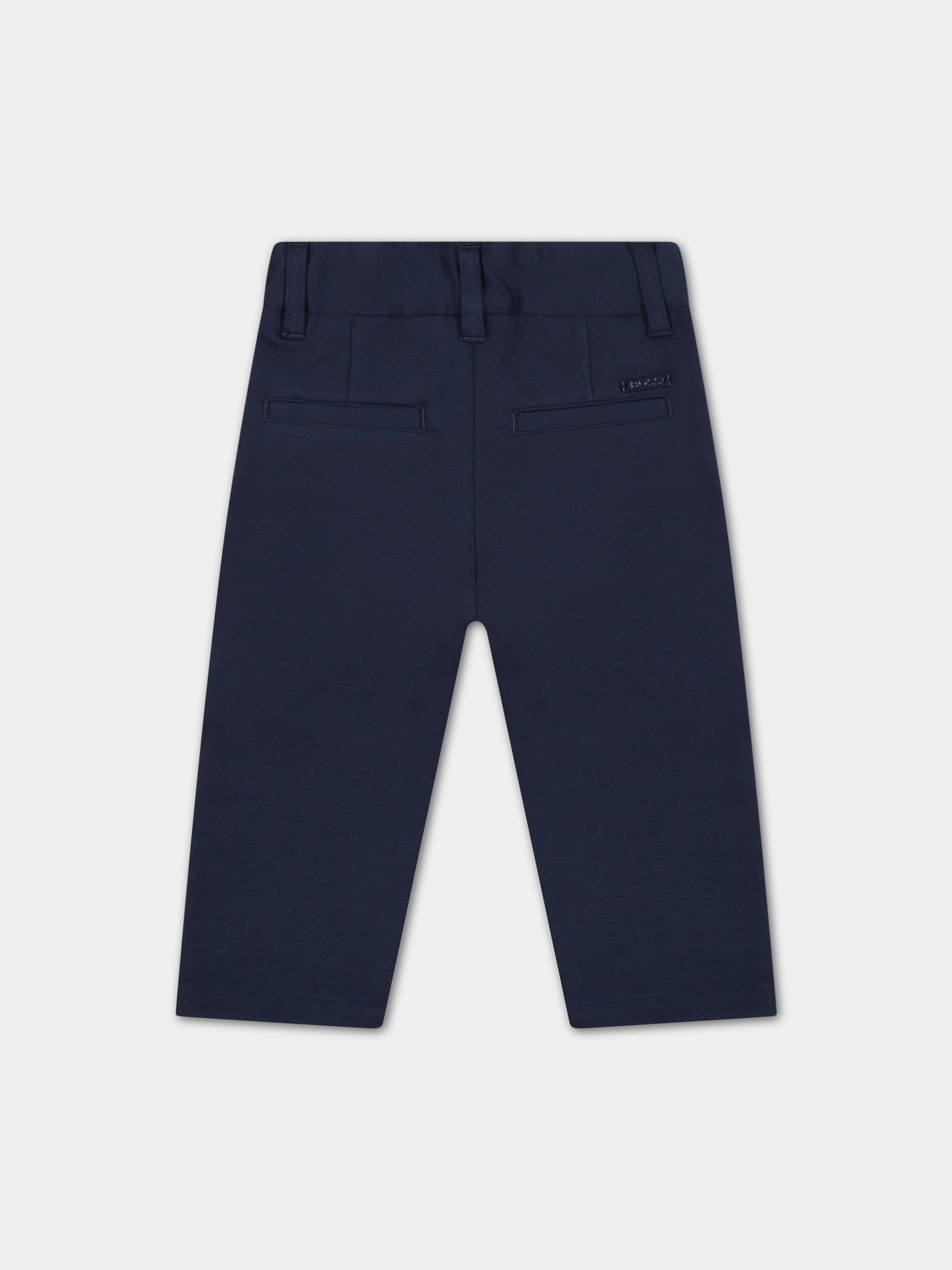 Pantaloni blu per neonato con patch logato,Hugo Boss,J04434 849