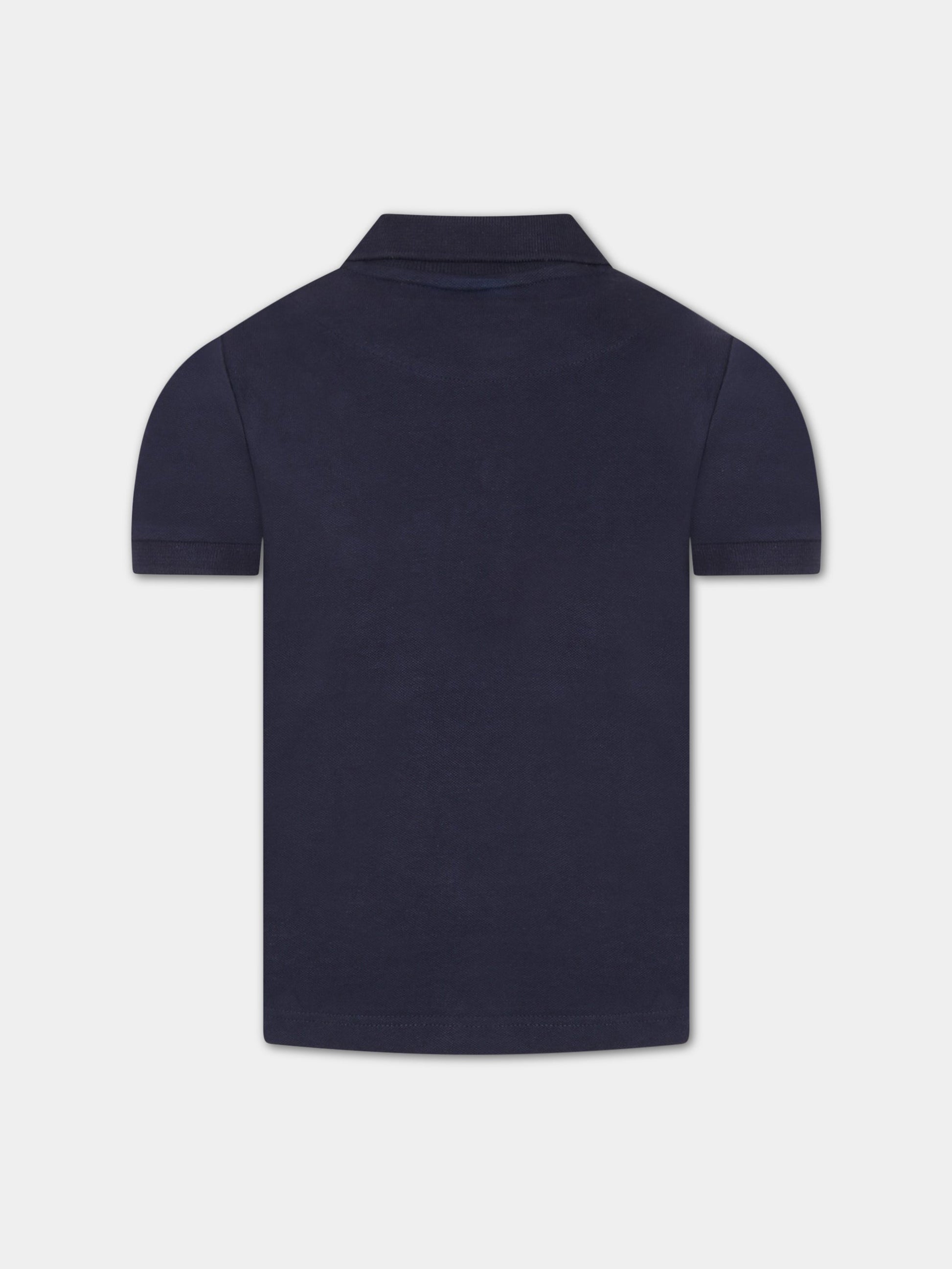 Polo blu per bambino con logo celeste,Hugo Boss,J25N51 849