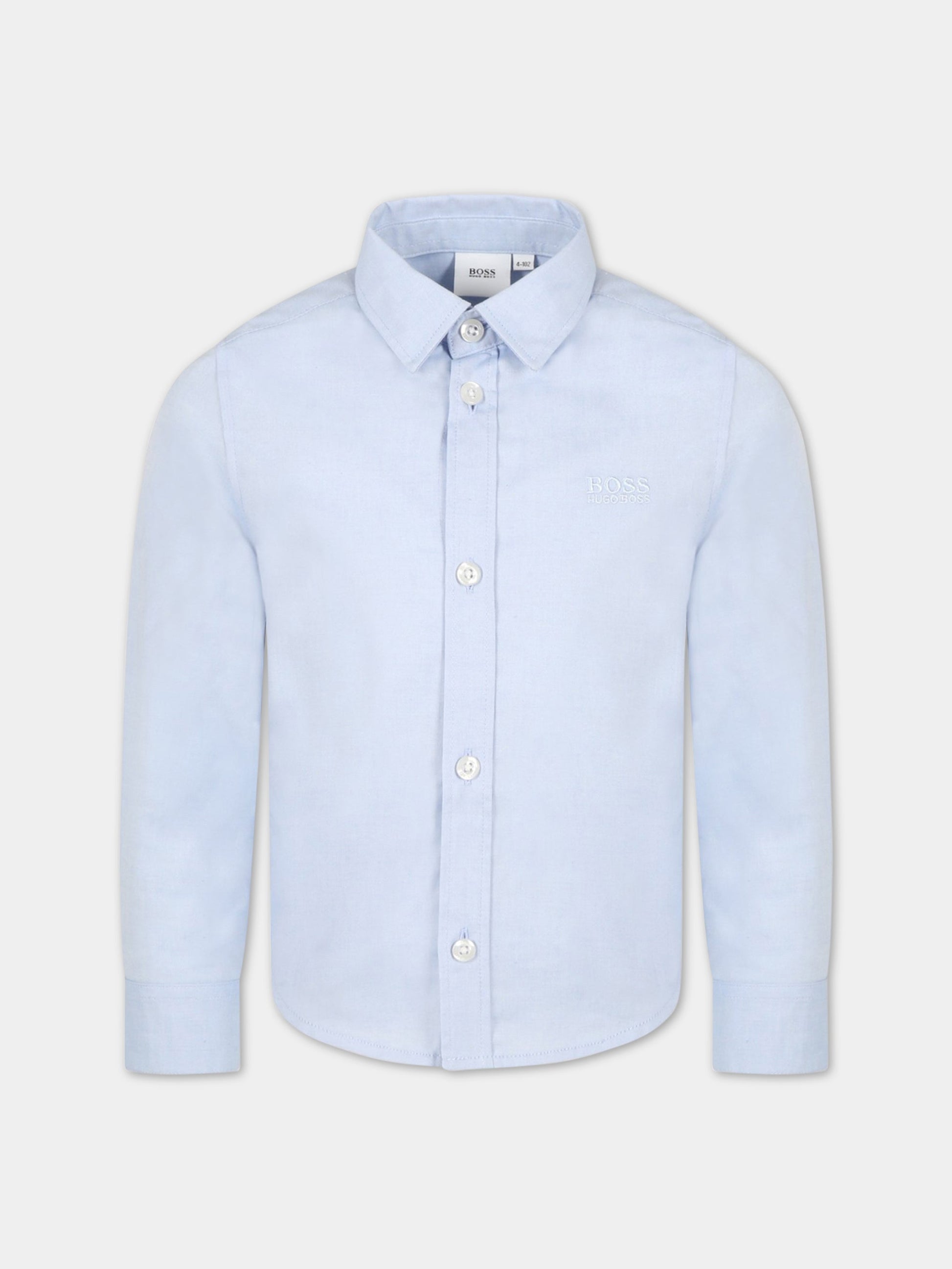Camicia celeste per bambino con logo,Hugo Boss,J25N62 77D
