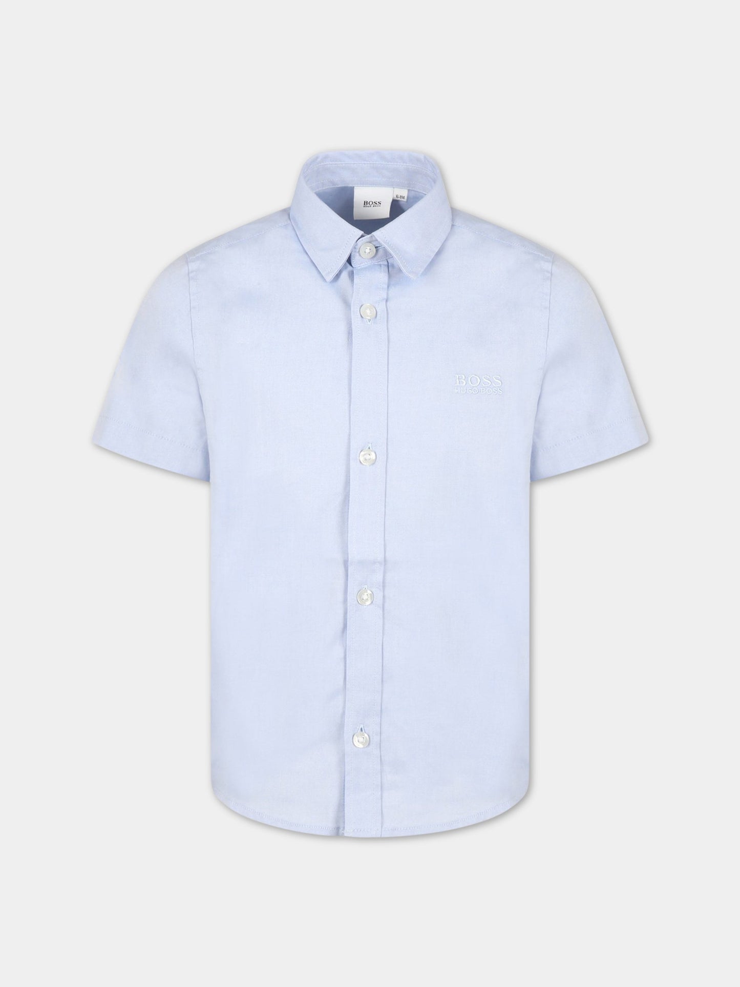 Camicia celeste per bambino con logo,Hugo Boss,J25N63 77D