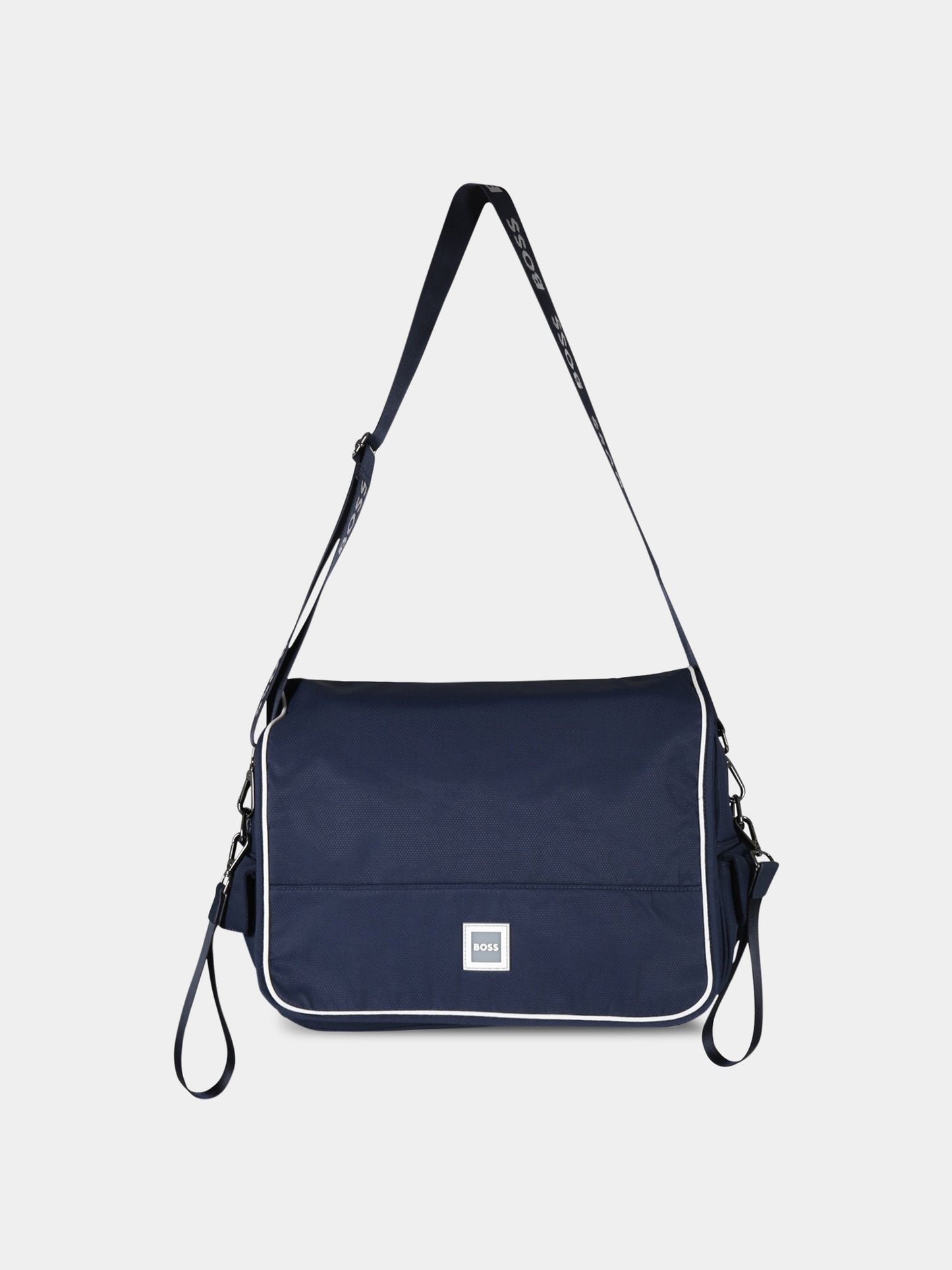 Borsa-mamma blu per neonato con patch logato,Hugo Boss,J90253 849