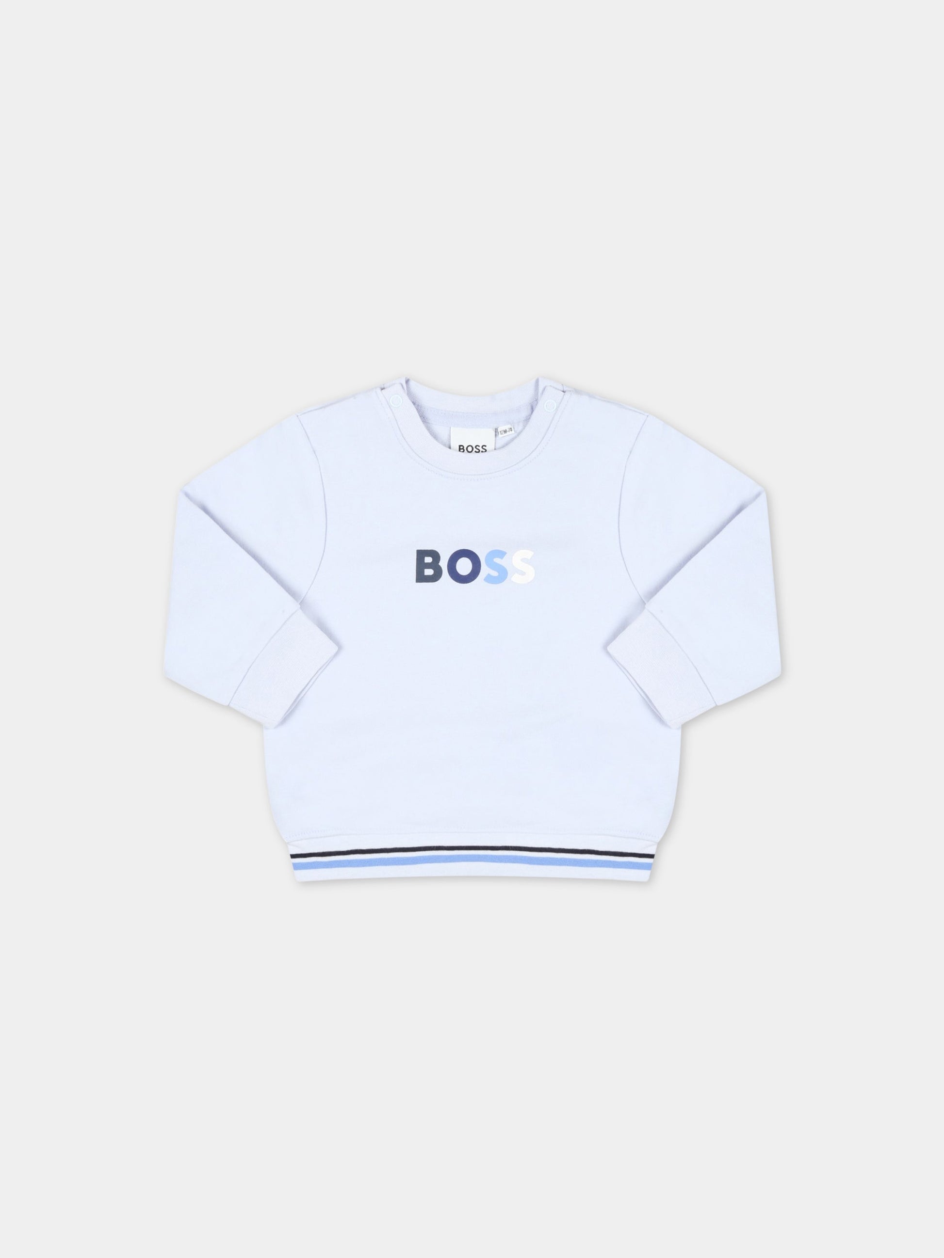 Felpa celeste per neonato con logo,Hugo Boss,J95332 849