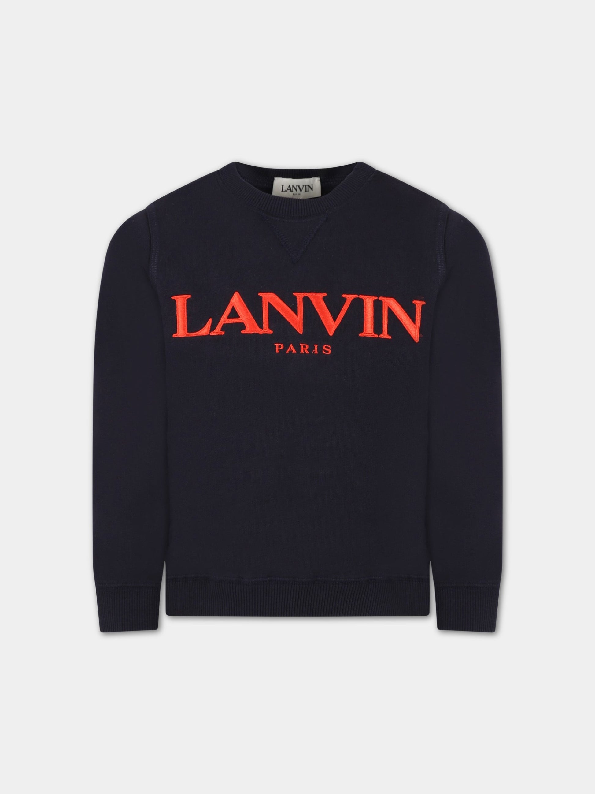 Felpa blu per bambino con logo rosso,Lanvin Petite,N25068 859
