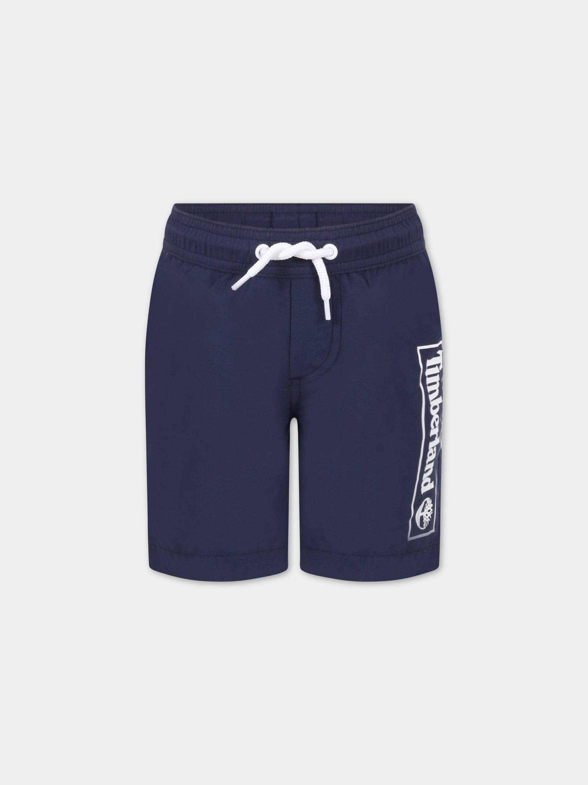 Boxer-mare blu per bambino con logo bianco,Timberland,T24B90 85T