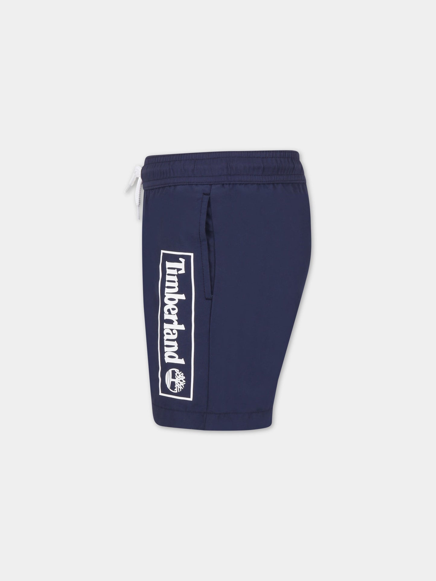 Boxer-mare blu per bambino con logo bianco,Timberland,T24B90 85T