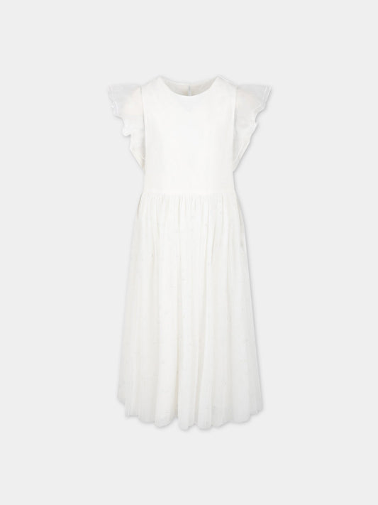 Vestito bianco per bambina con strass,Charabia,S12320 117