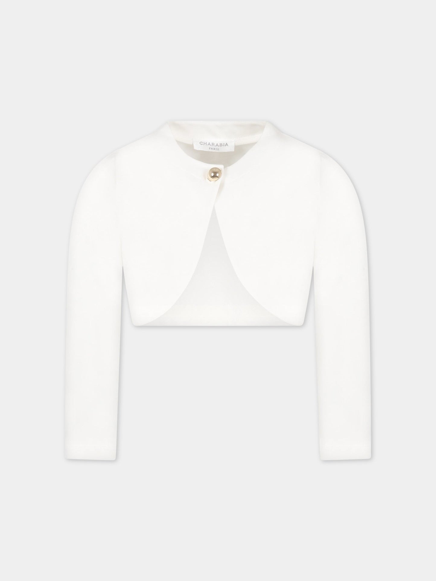 Cardigan bianco per bambina con bottone,Charabia,S15070 117