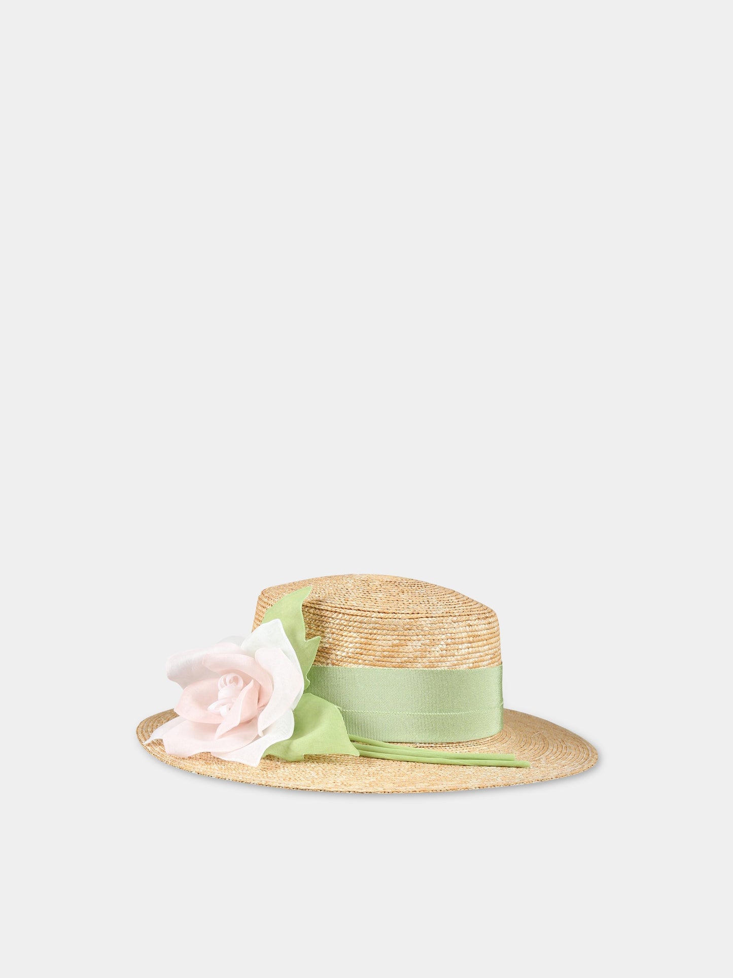 Cappello beige per bambina con rosa,Raffaella,CAPAOST