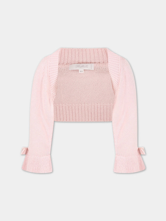 Coprispalla rosa per bambina con fiocco,Raffaella,COC/VOL