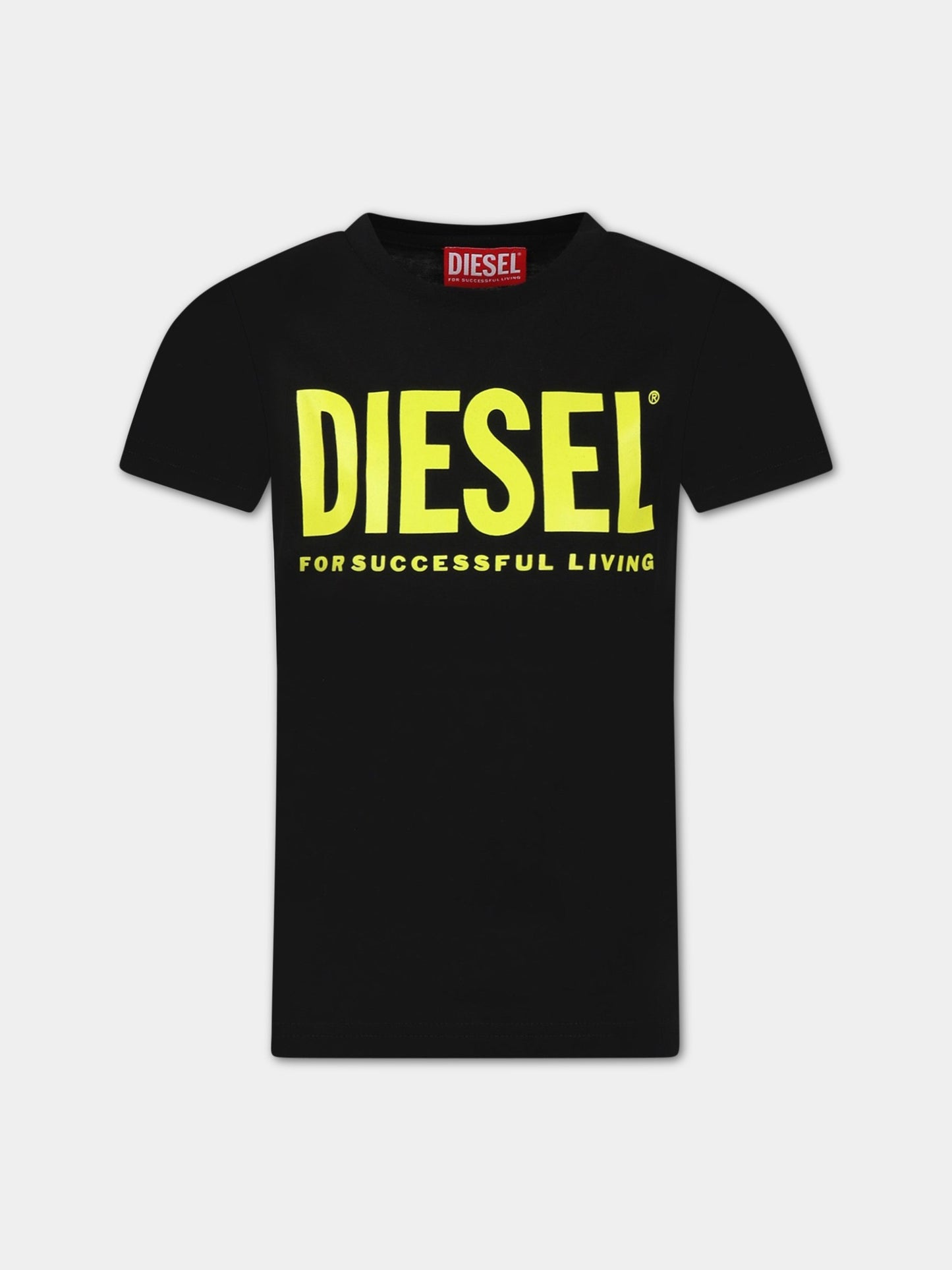T-shirt nera per bambino con logo,Diesel,00J4P6 00YI9 K90AA