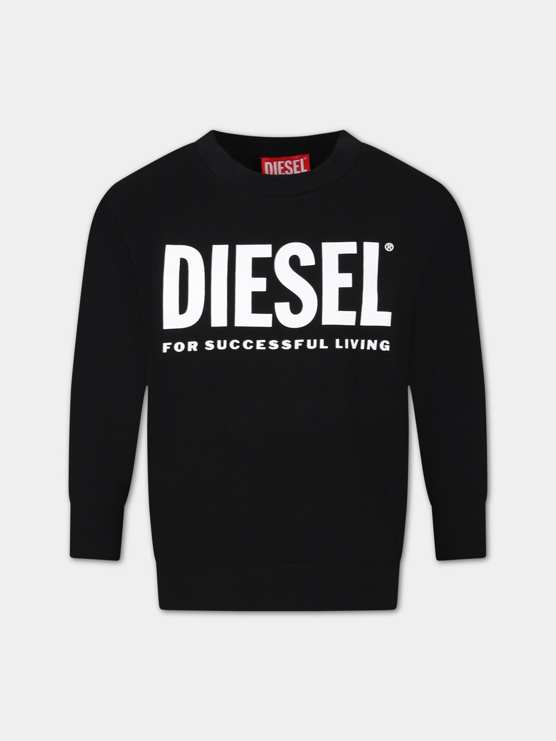 Felpa nera per bambino con logo,Diesel,J00245 0IAJH K900