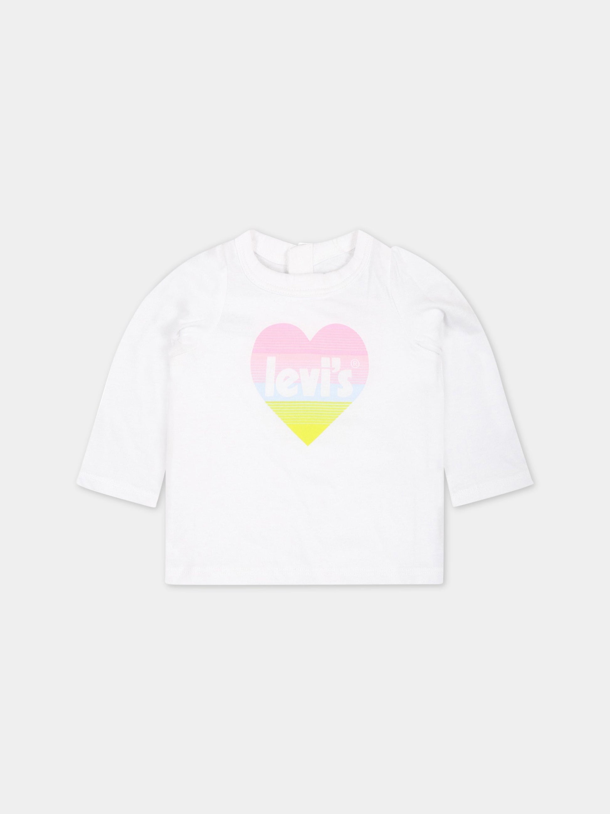 T-shirt bianca per neonata con stampa e logo,Levi's Kids,1EG590 001