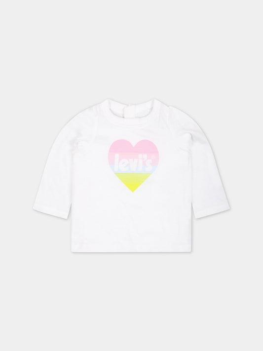 T-shirt bianca per neonata con stampa e logo,Levi's Kids,1EG590 001