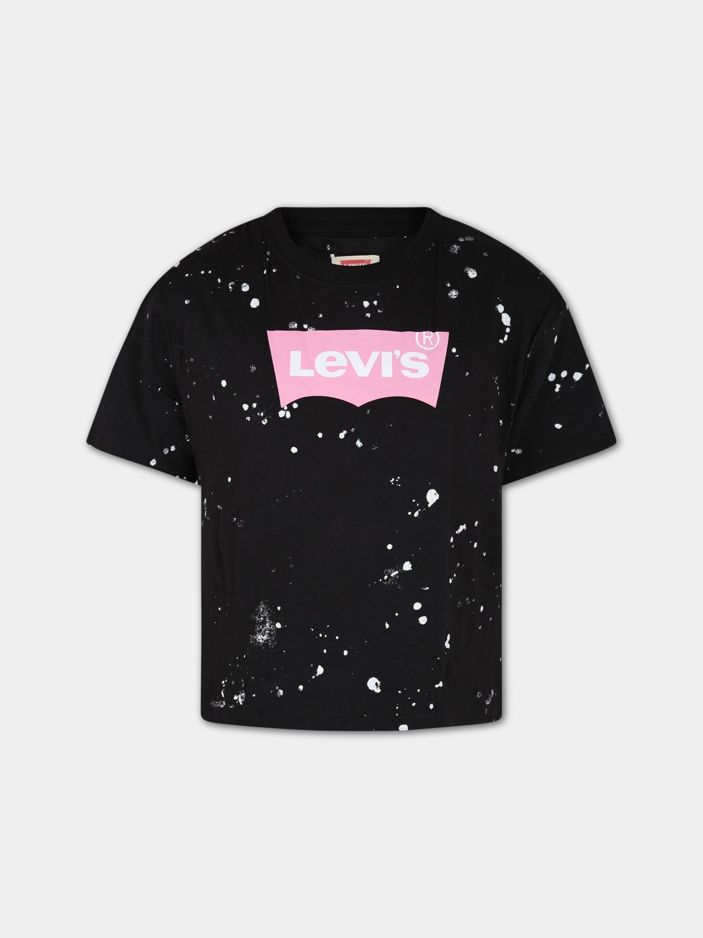 T-shirt nera per bambina con logo,Levi's Kids,4EG549 023
