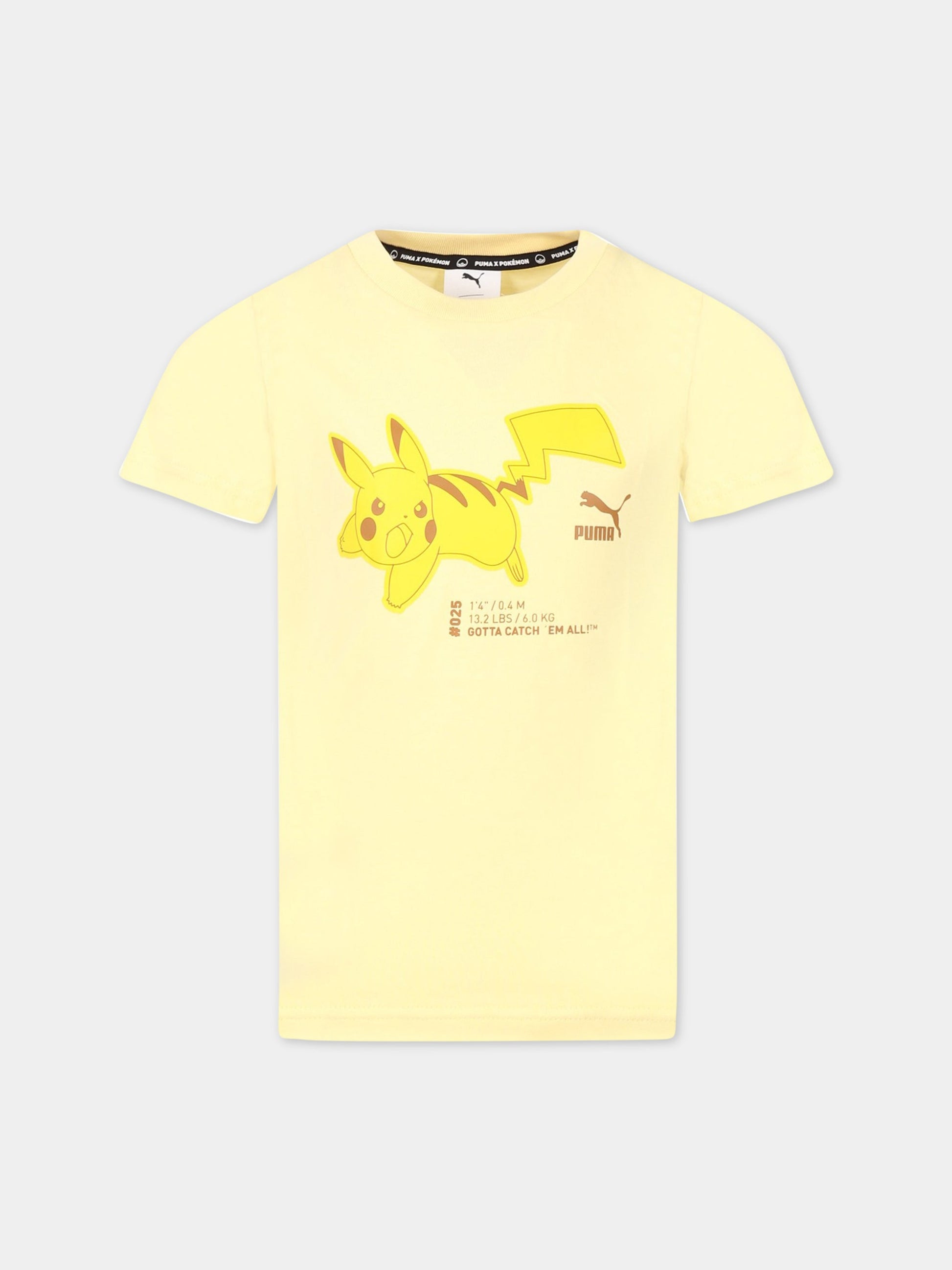 T-shirt gialla per bambino con Pikachu et logo,Puma,536429 69