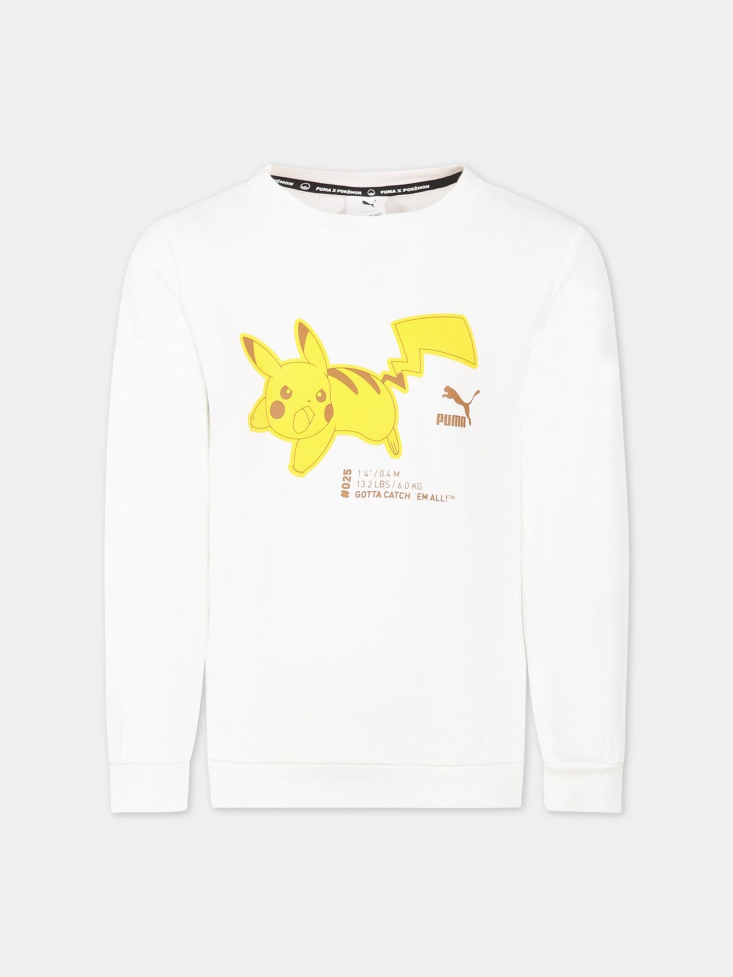 Felpa bianca per bambino con Pikachu e logo,Puma,537444 02